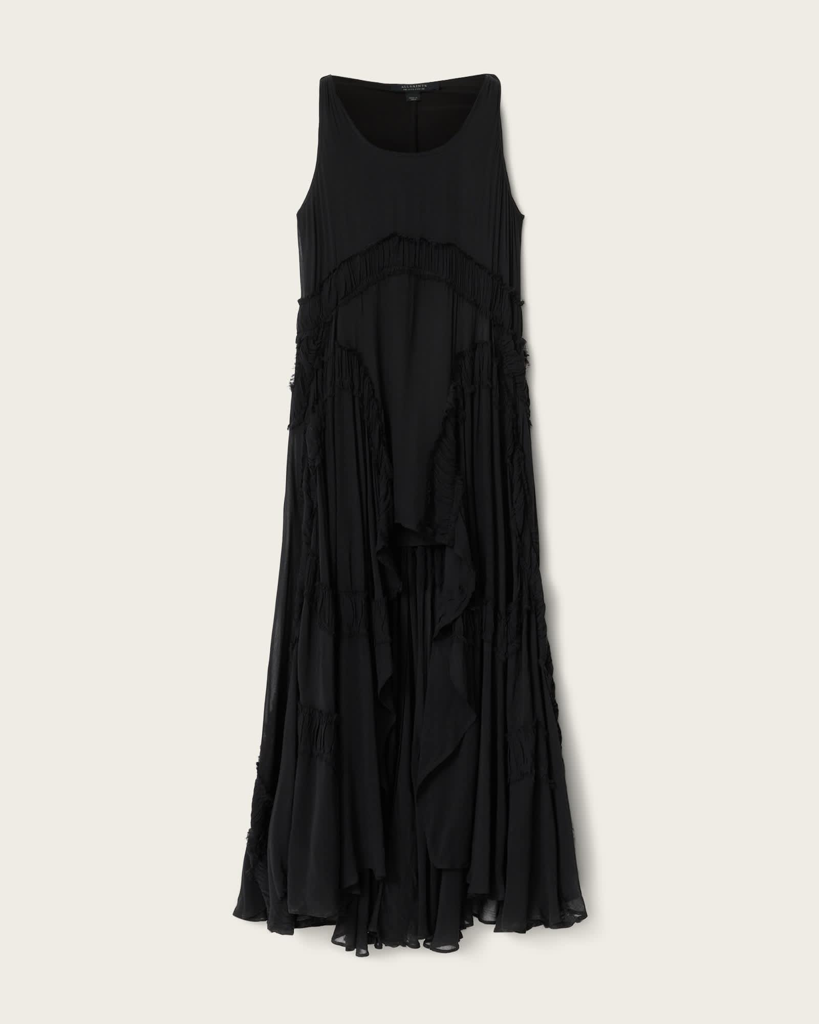 Dorina Sleeveless Ruched Maxi Dress Black | ALLSAINTS US Product Image
