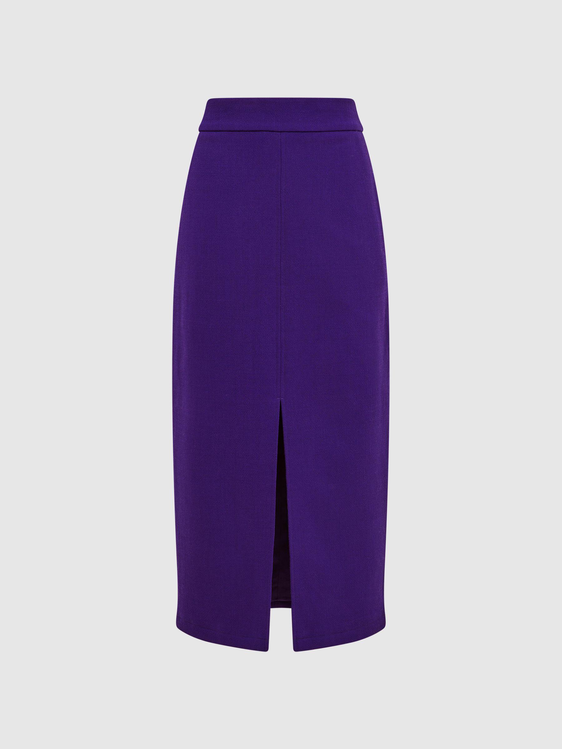 Wool Pencil Skirt in Purple Product Image