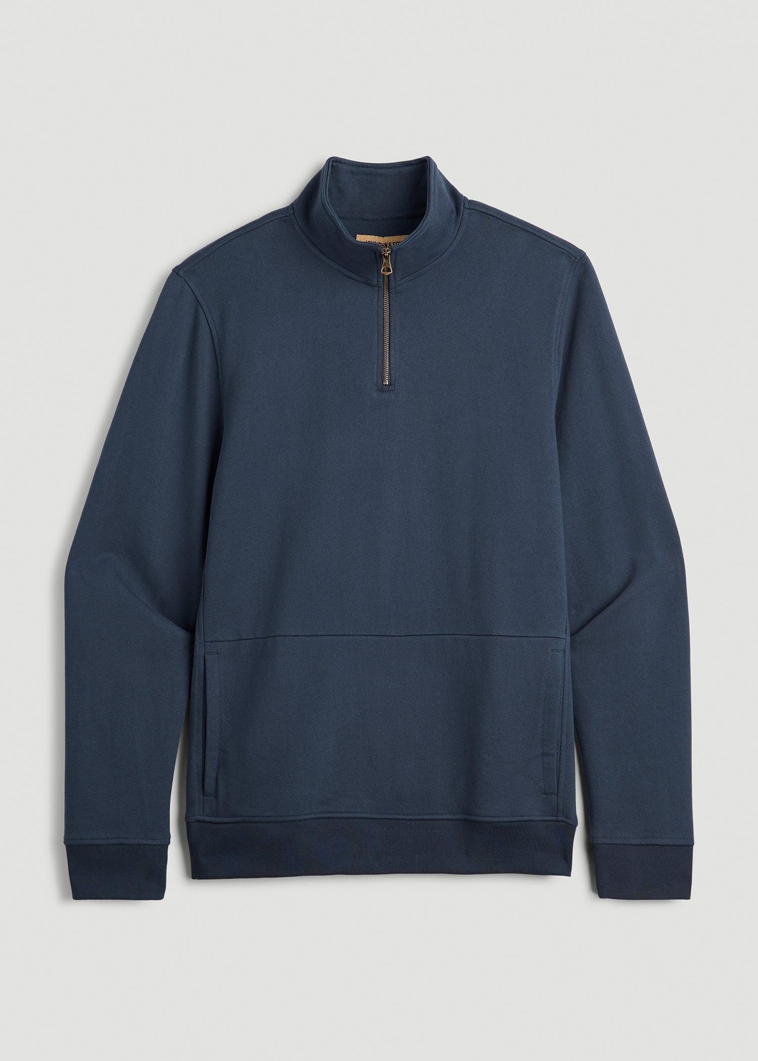 LJ&S Heavyweight Quarter-Zip Pullover for Tall Men in Vintage Midnight Navy Male Product Image