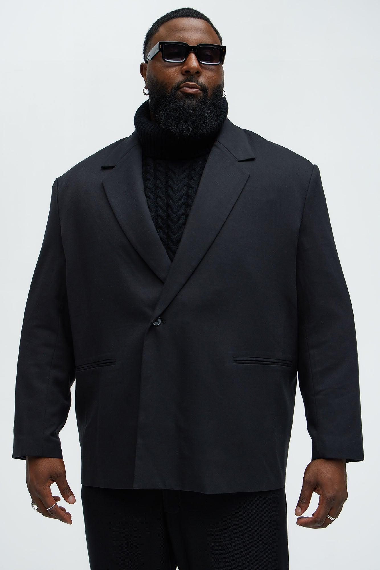 Dexter Relaxed Single Button Blazer - Black Product Image
