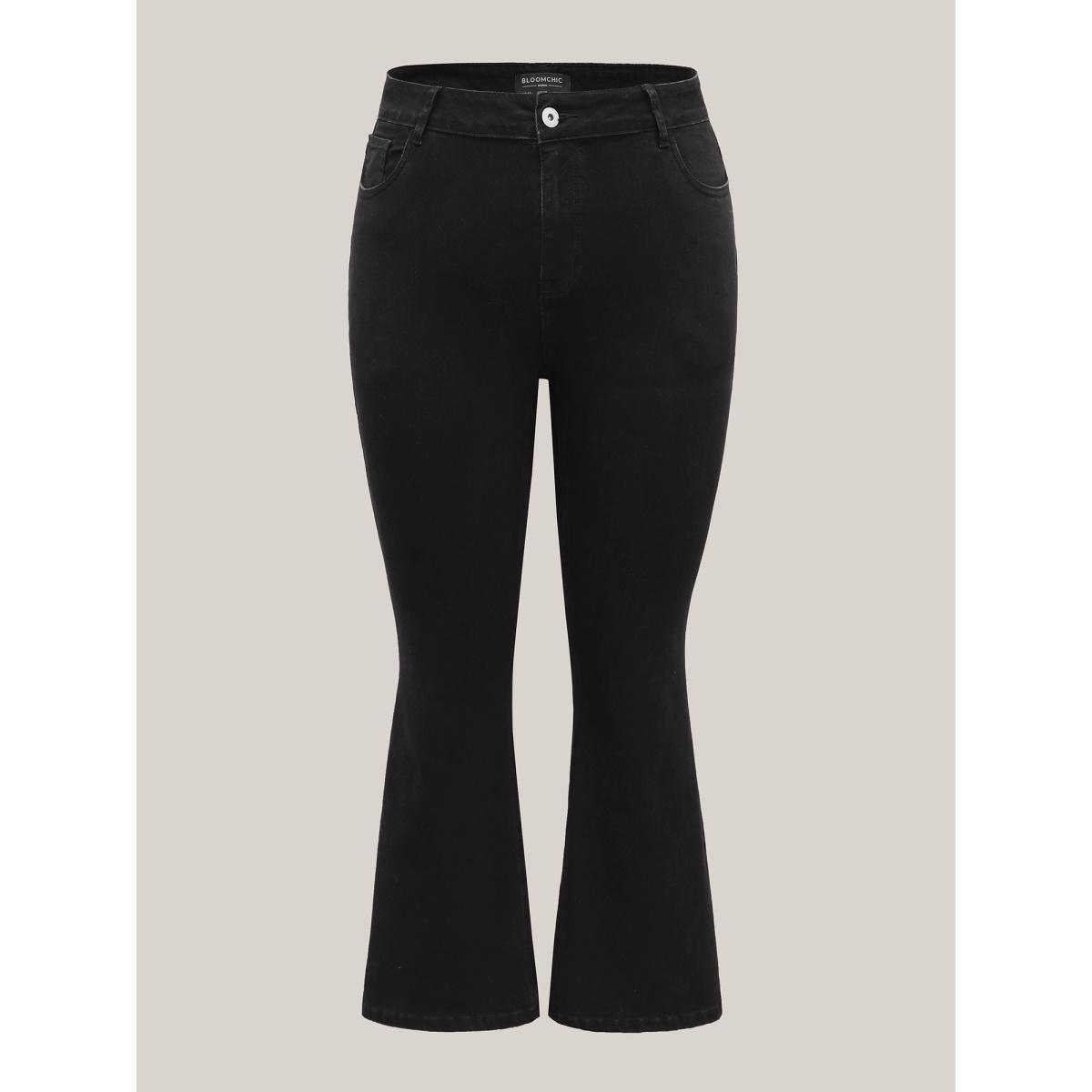 Plus Size Mid-Rise Classic Boot Cut Jeans Women Denimblack Timeless Medium stretch Slanted pocket Jeans BloomChic 16/1X Product Image