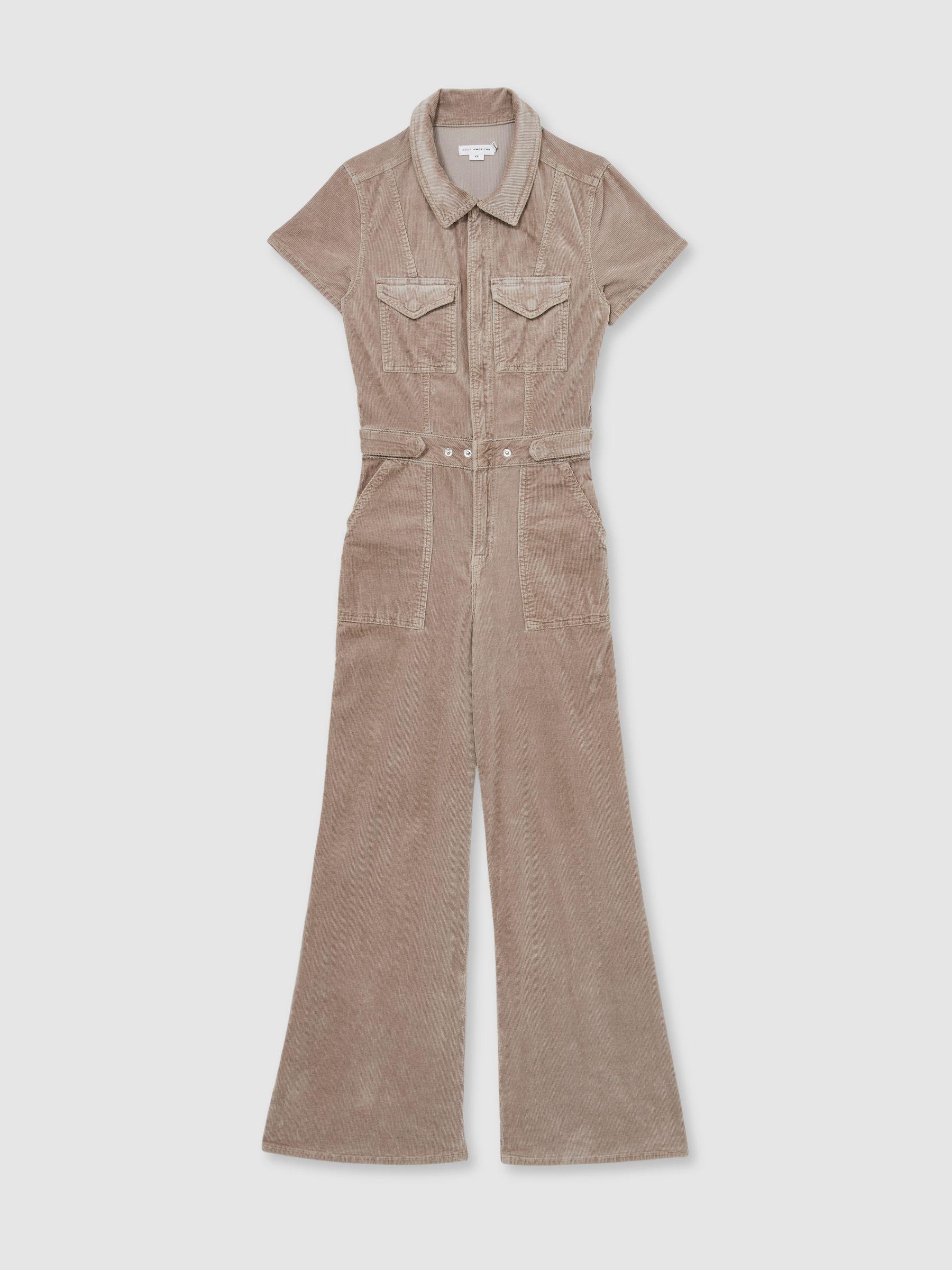 Corduroy Palazzo Jumpsuit in Beige Product Image