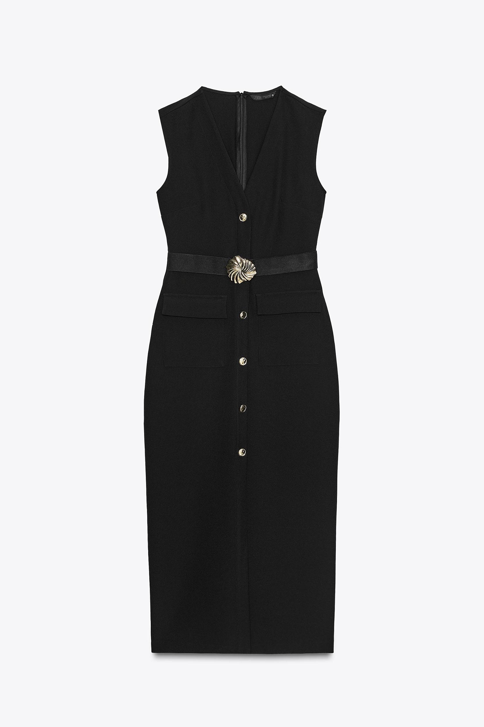 BELTED CREPE MIDI DRESS Product Image