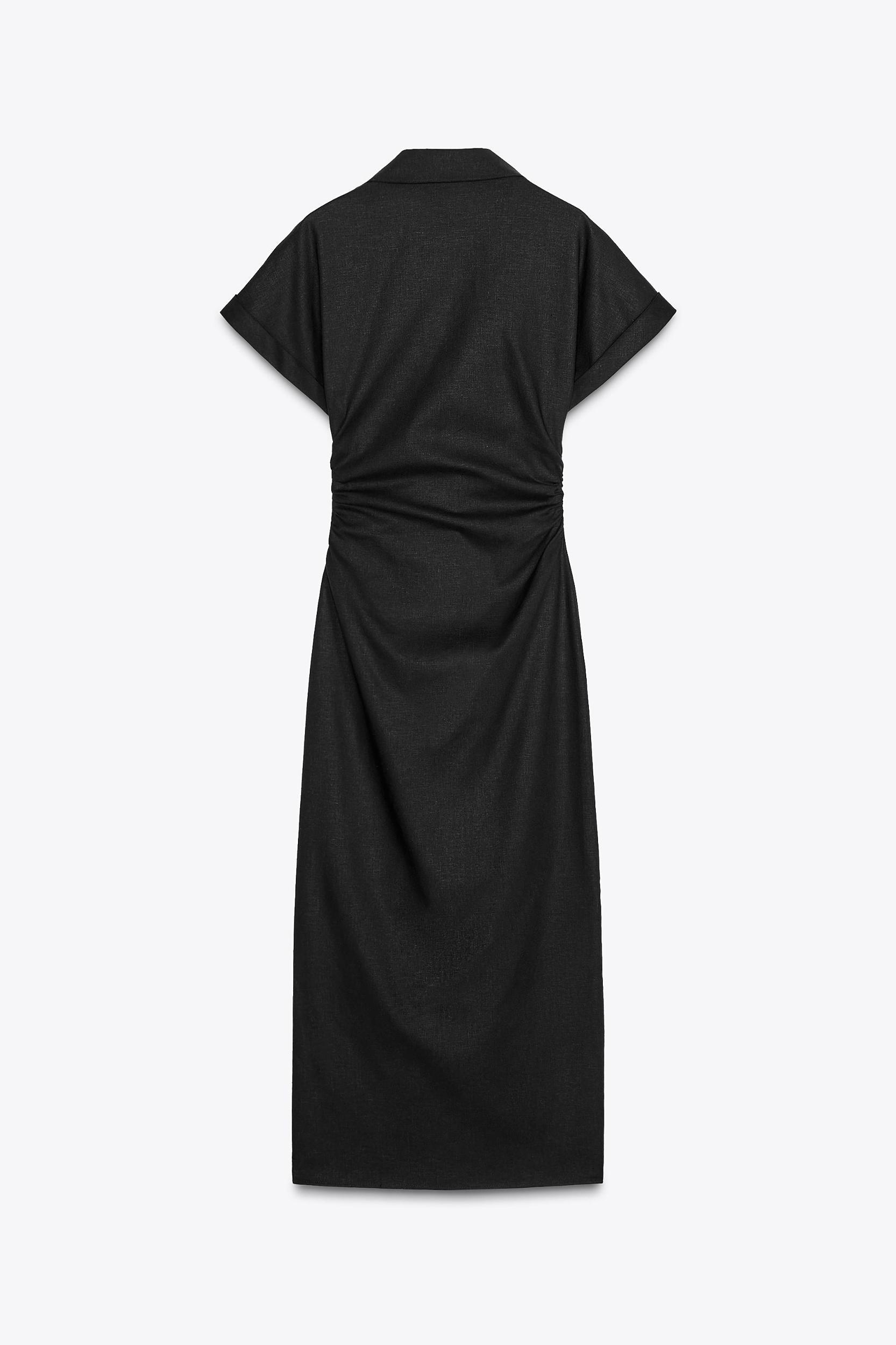 LINEN BLEND MIDI DRESS Product Image
