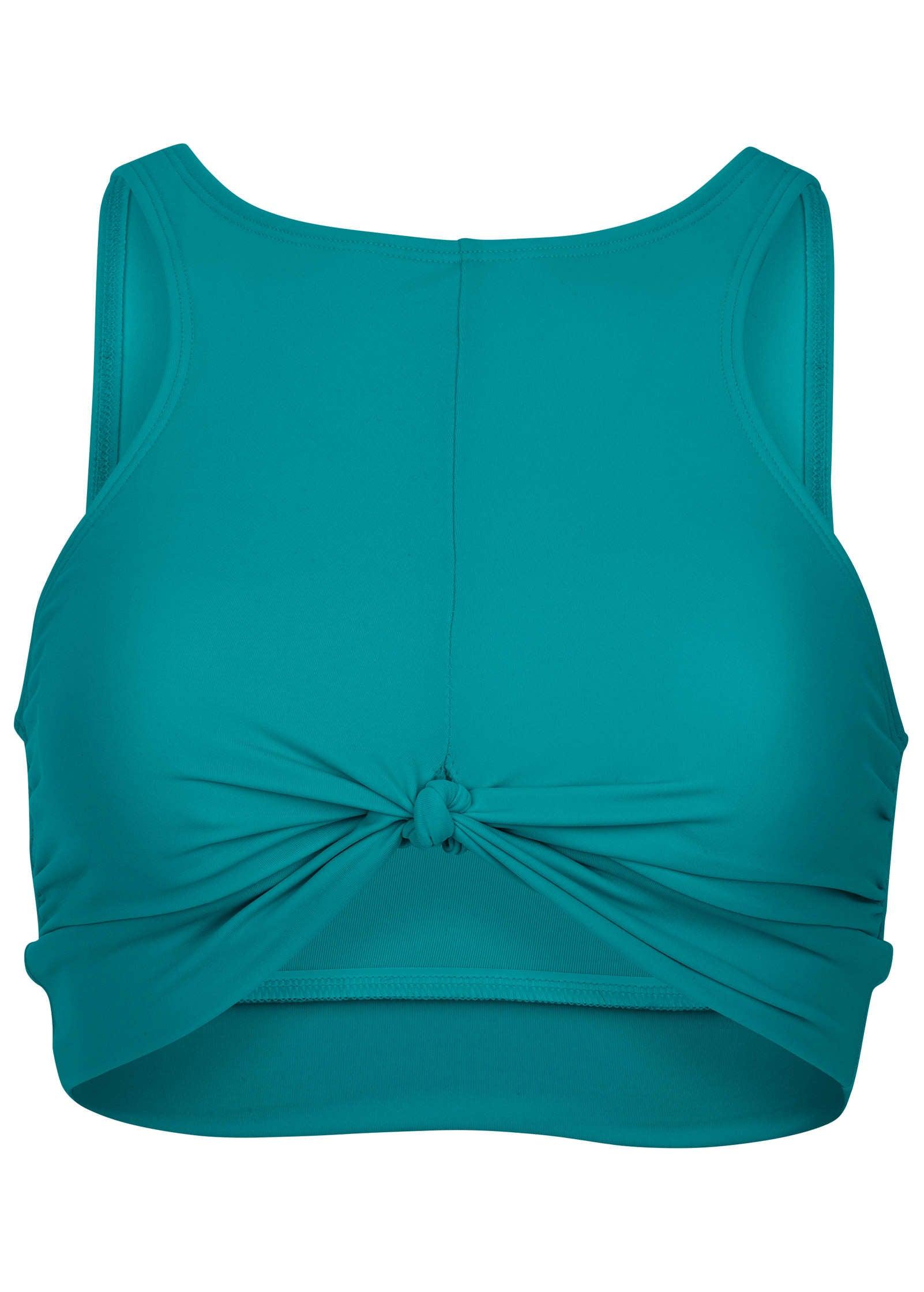Knot High-Neck Bikini Top - Teal Product Image
