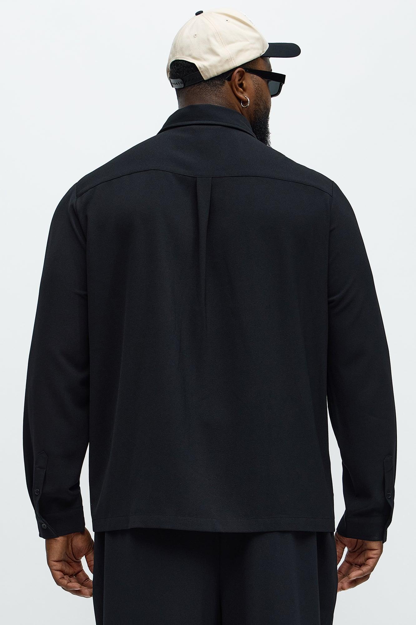 Golden Hour Long Sleeve Button Up Shirt - Black Male Product Image