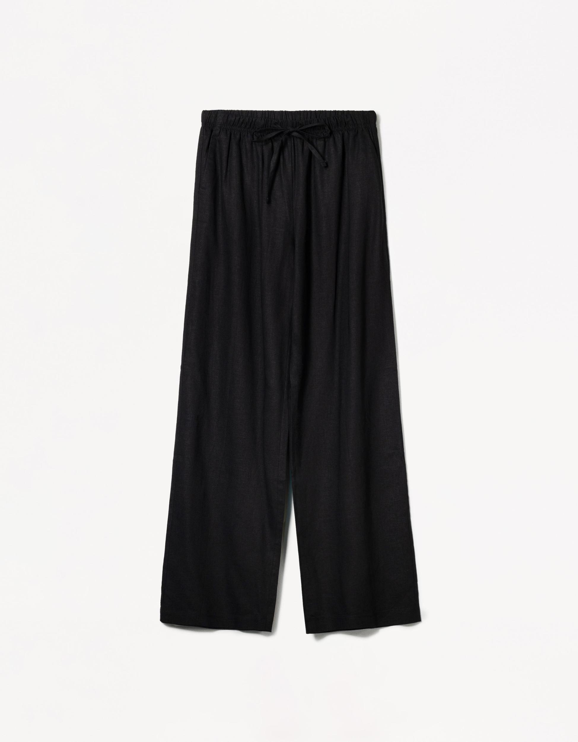 Linen blend pants with an elastic waistband Product Image