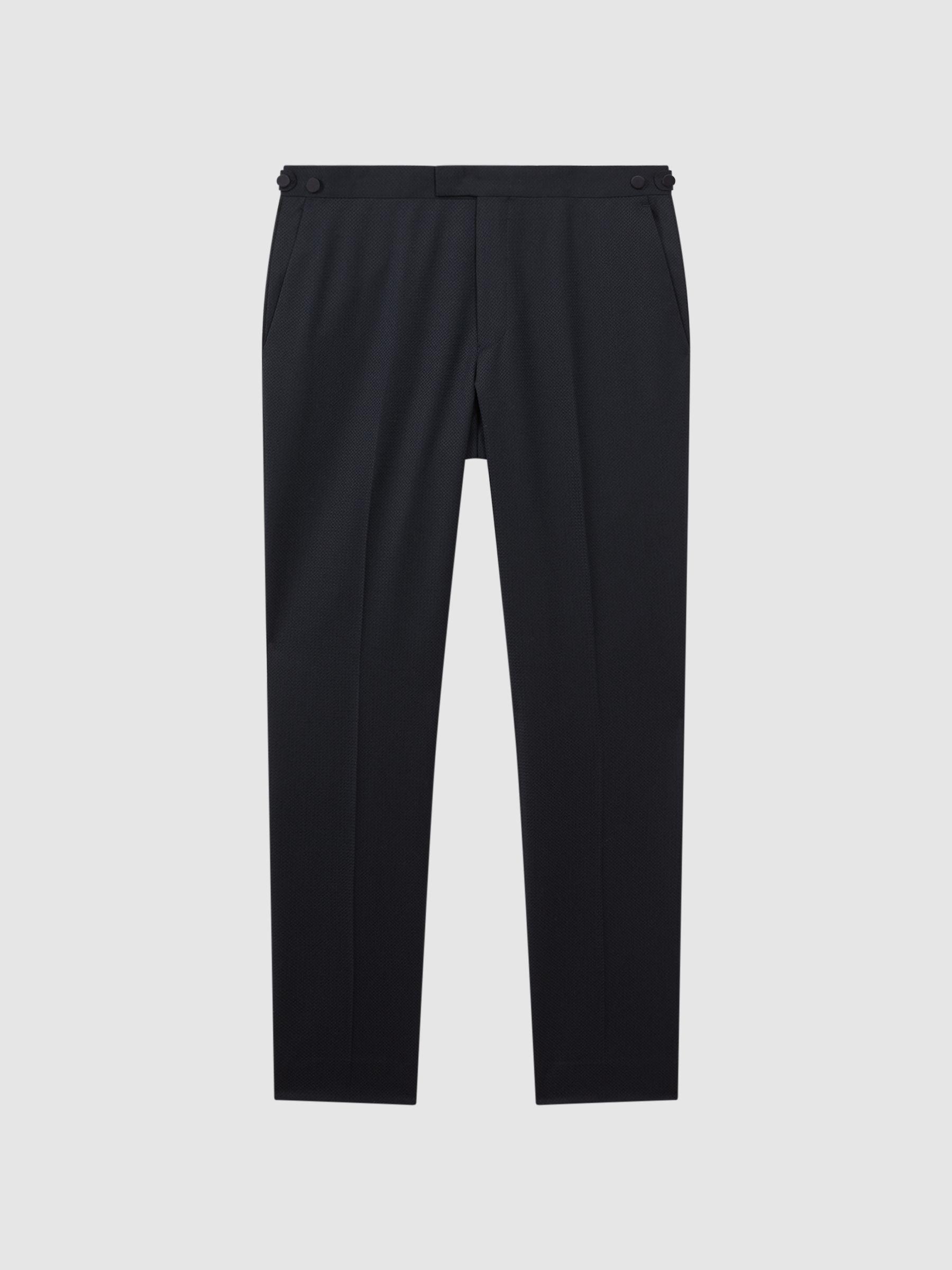 Modern Fit Jacquard Trousers in Navy Product Image