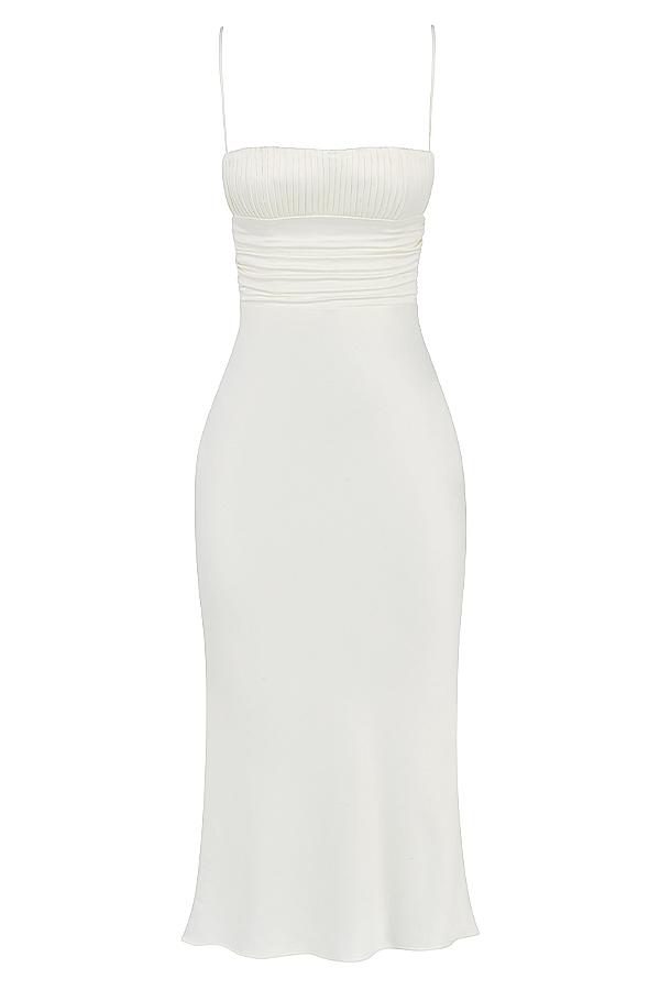 Lois  ivory satin corset midi dress - sale Product Image