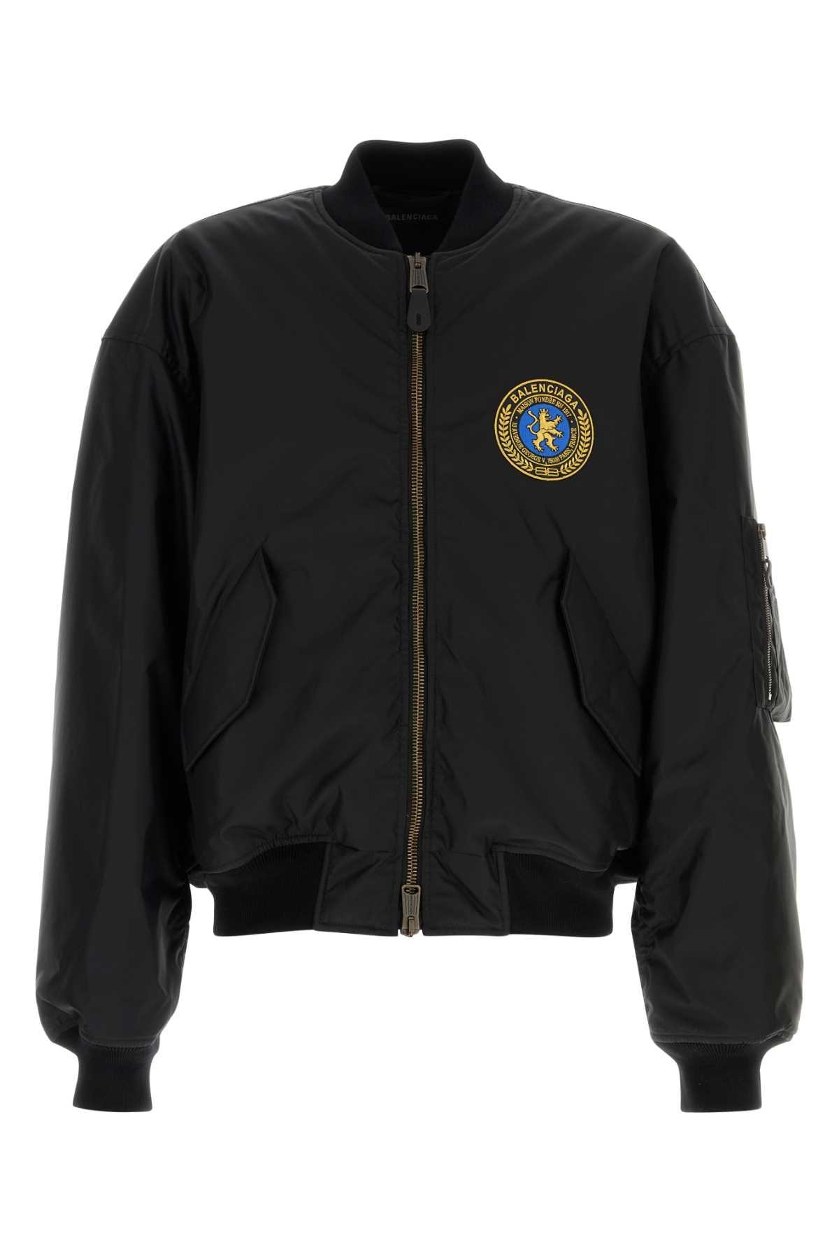 BALENCIAGA Nylon Uniform Merch Large Fit Bomber In Black Product Image