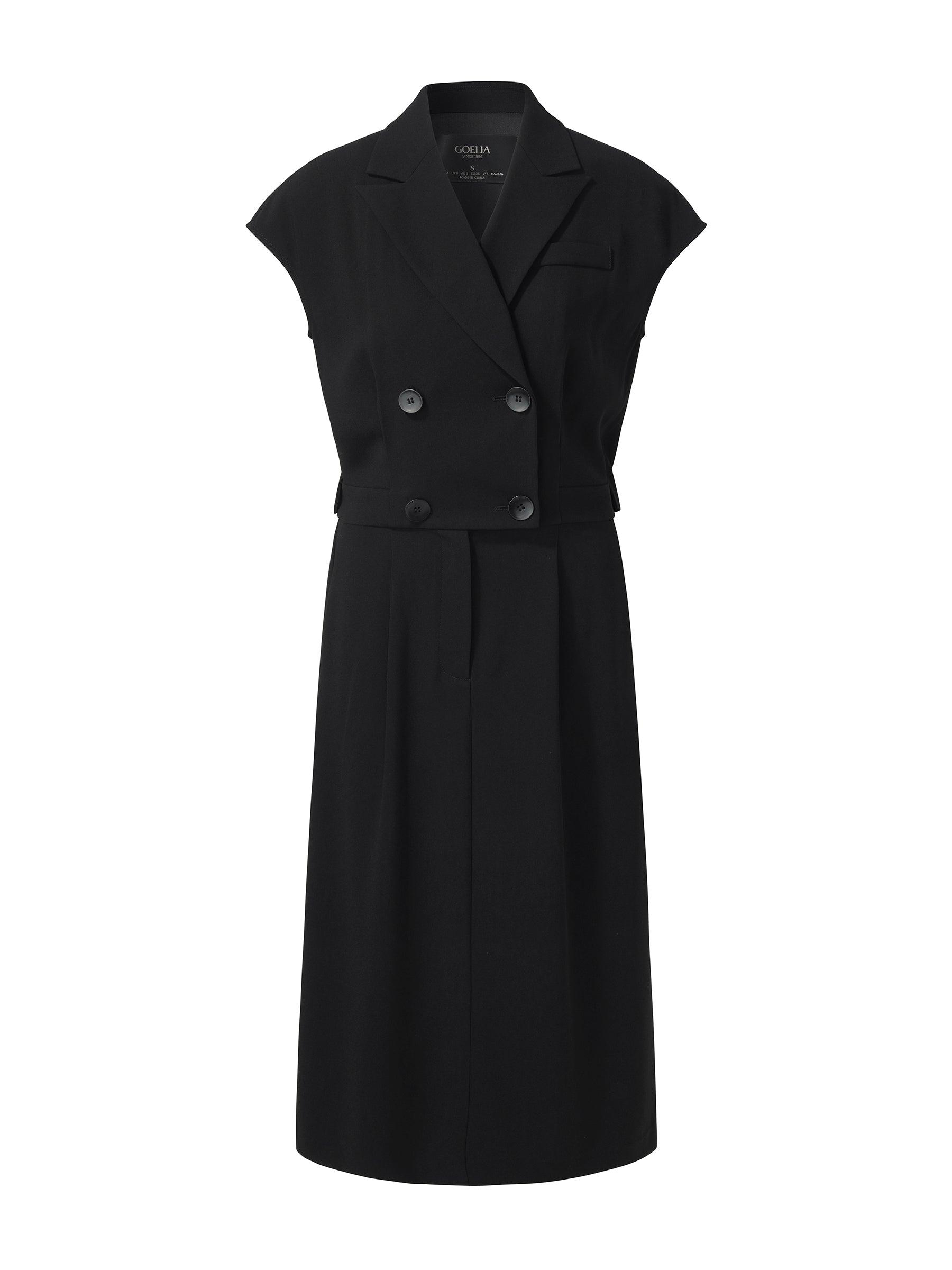 Triacetate Faux Two-Piece Cap Sleeve Women Blazer Midi Dress Product Image