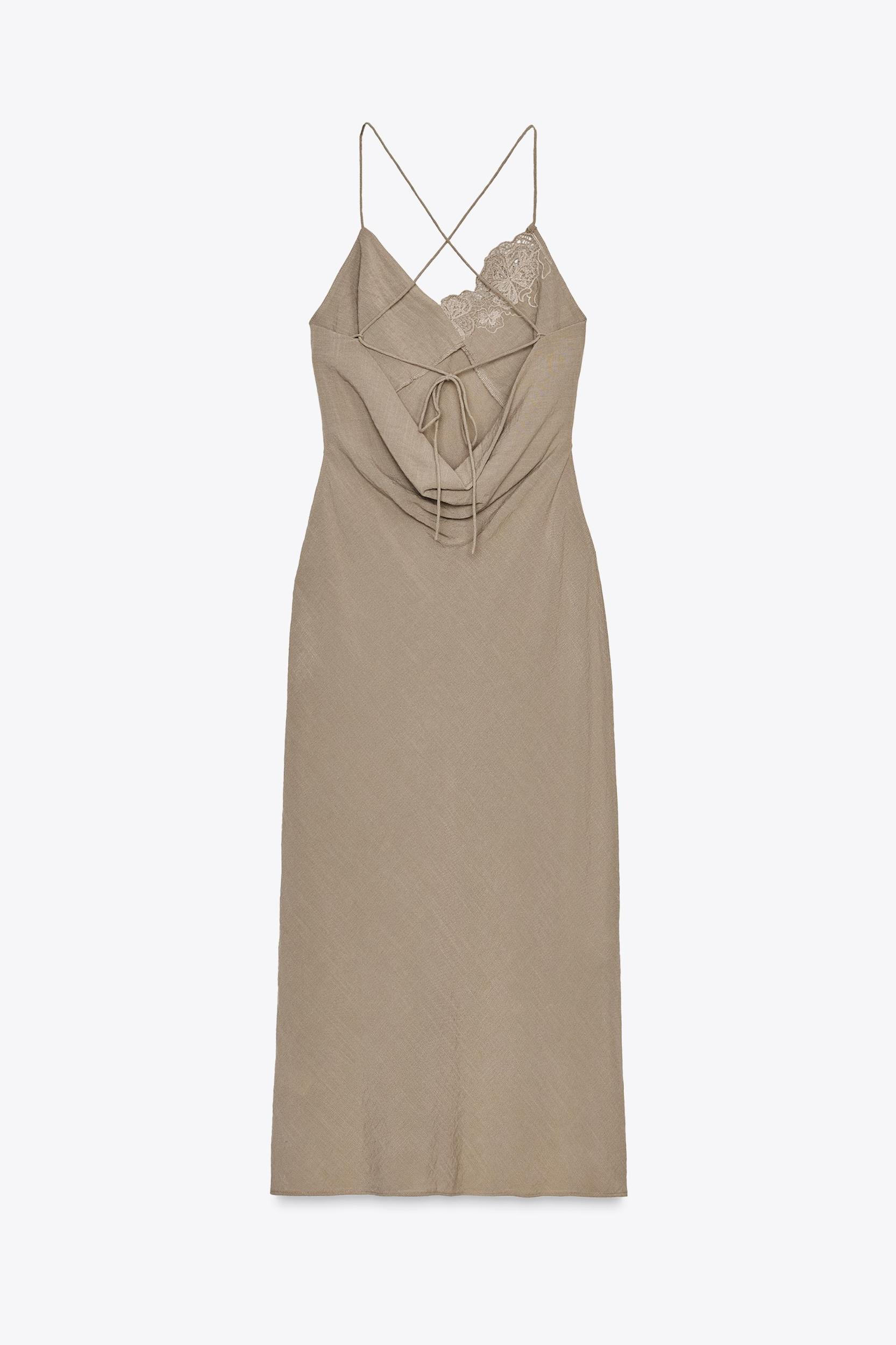 EMBROIDERED MIDI SLIP DRESS Product Image