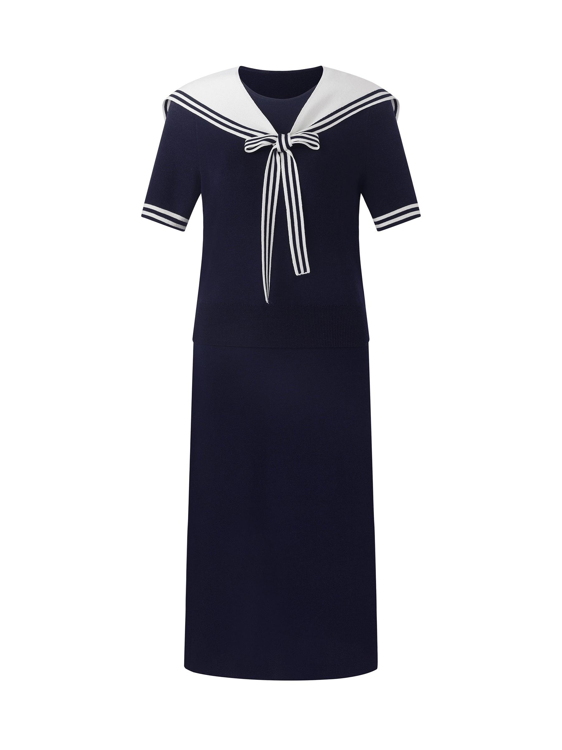 Tencel Blend Knit Top And Column Skirt Two-Piece Set Product Image