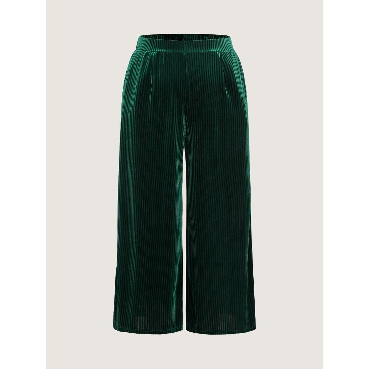 Plus Size Very Stretchy Waist Flared Leg Pants Women Black At the Office Straight Leg Mid Rise Work Pants BloomChic 14-16/1X Product Image