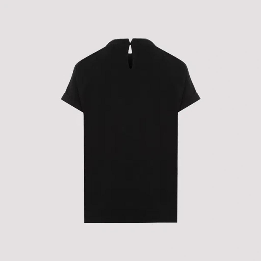 BRUNELLO CUCINELLI Women Stretch Cotton Jersey T-shirt With Precious Faux-layering In Black Product Image