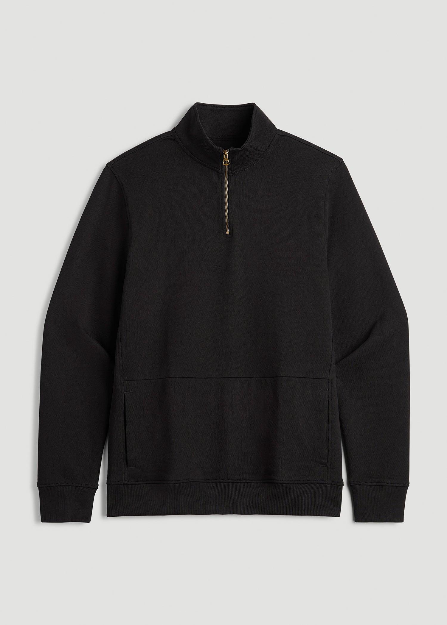 LJ&S Heavyweight Quarter-Zip Pullover for Tall Men in Vintage Black Male Product Image
