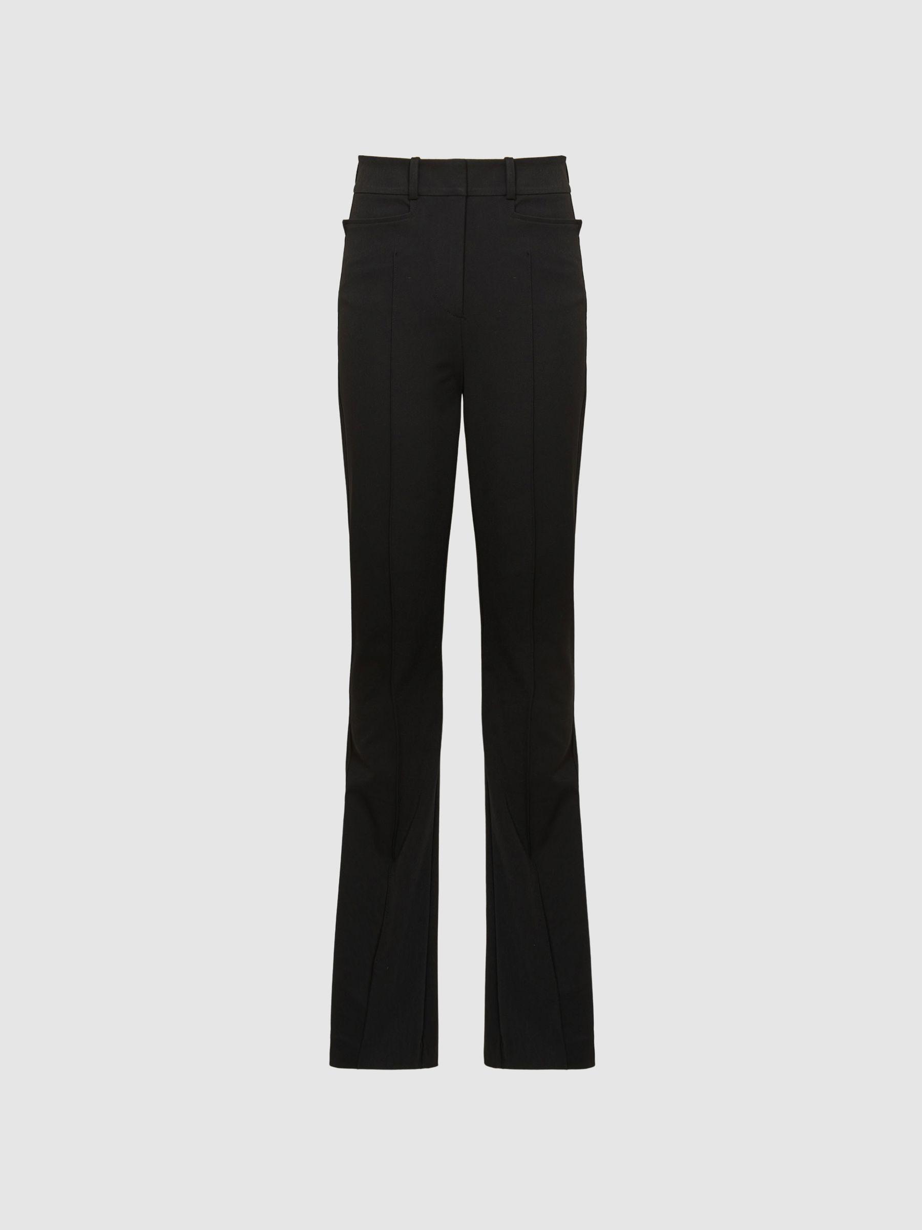 Petite Flared High Rise Trousers in Black Product Image