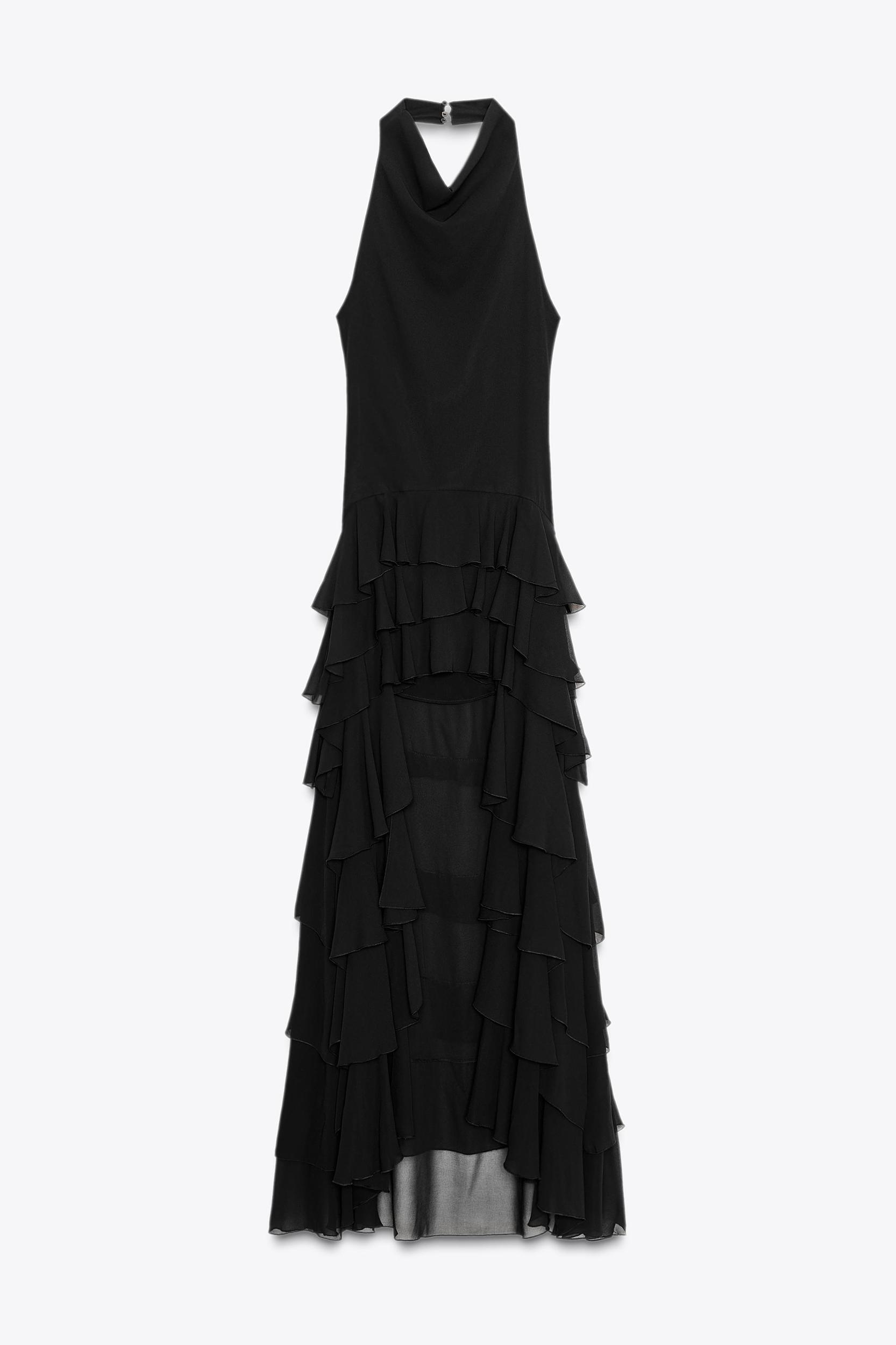 HALTER RUFFLE MAXI DRESS Product Image