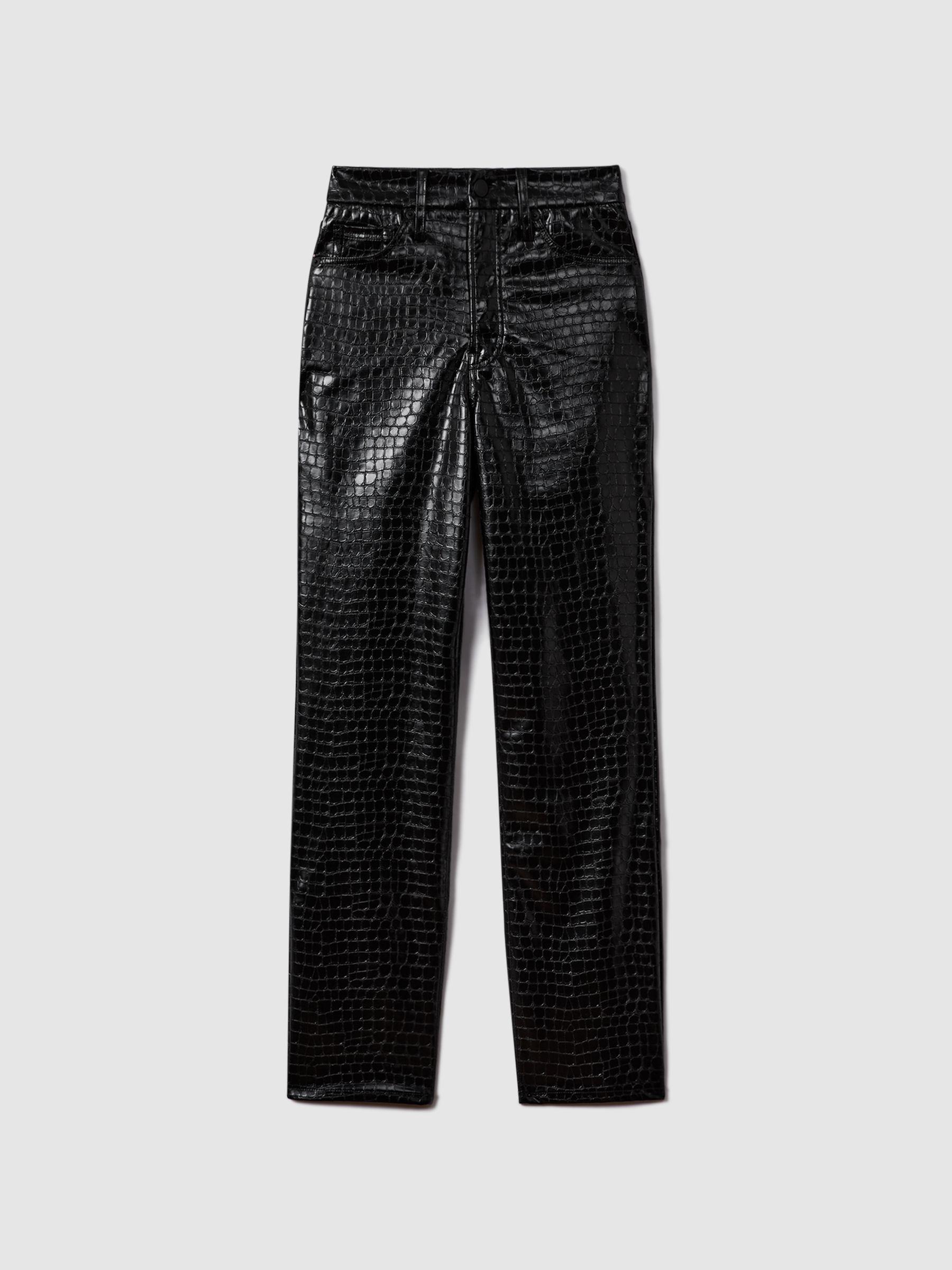 Good American Slim Fit Faux Leather Jeans in Black Product Image