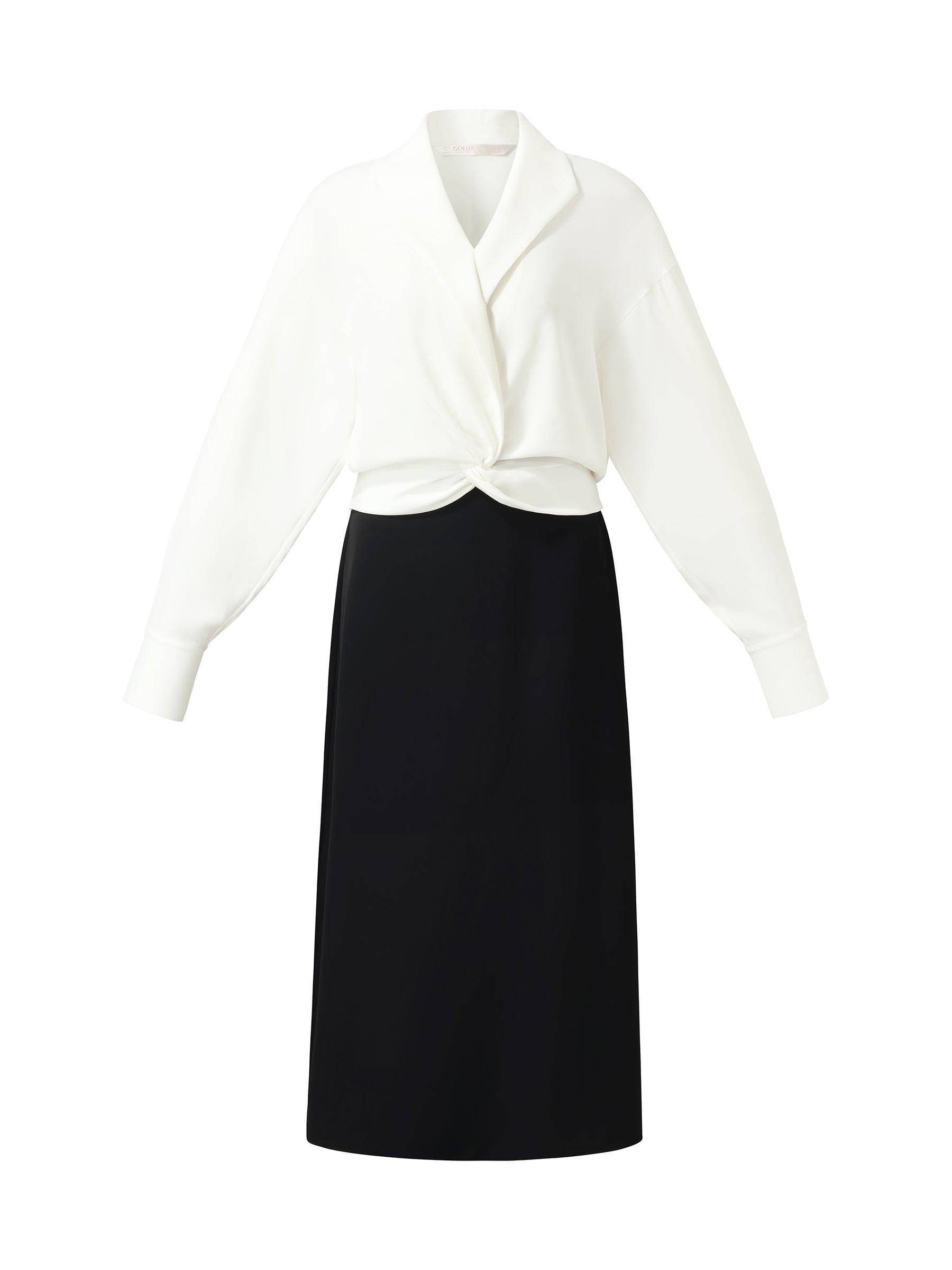 Acetate Blend Twist Front Blouse And Skirt Two-Piece Set Product Image