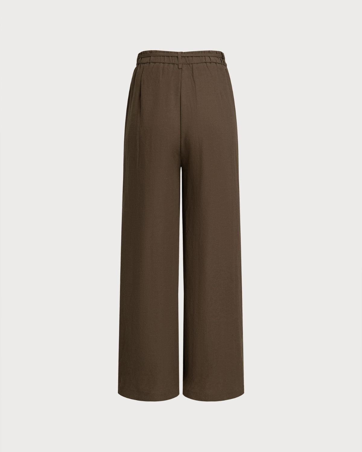 Coffee Wide Leg Pants Casual Pants Product Image