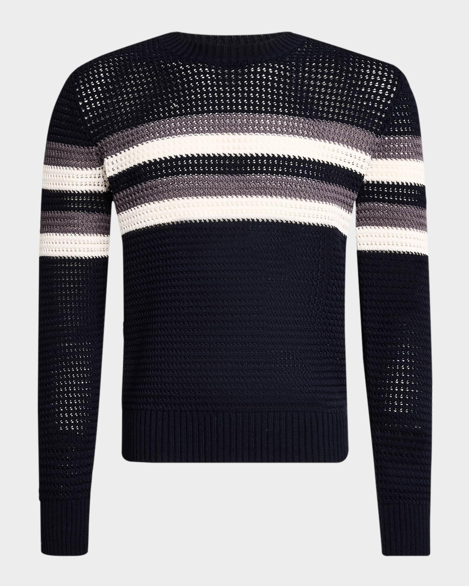 Men's Crochet Chest-Stripe T-Shirt  Product Image