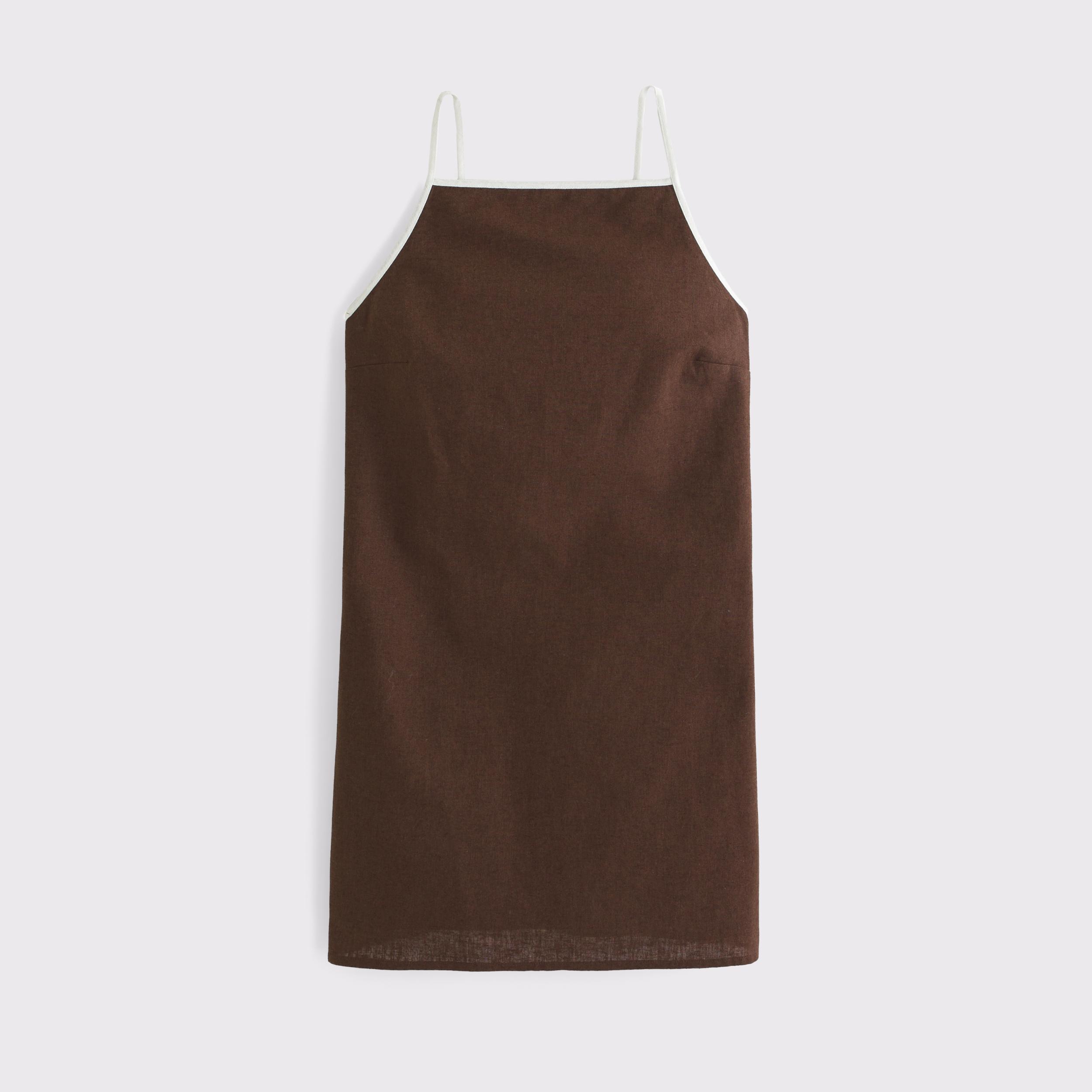 Linen-Blend Apron Mini Dress Product Image