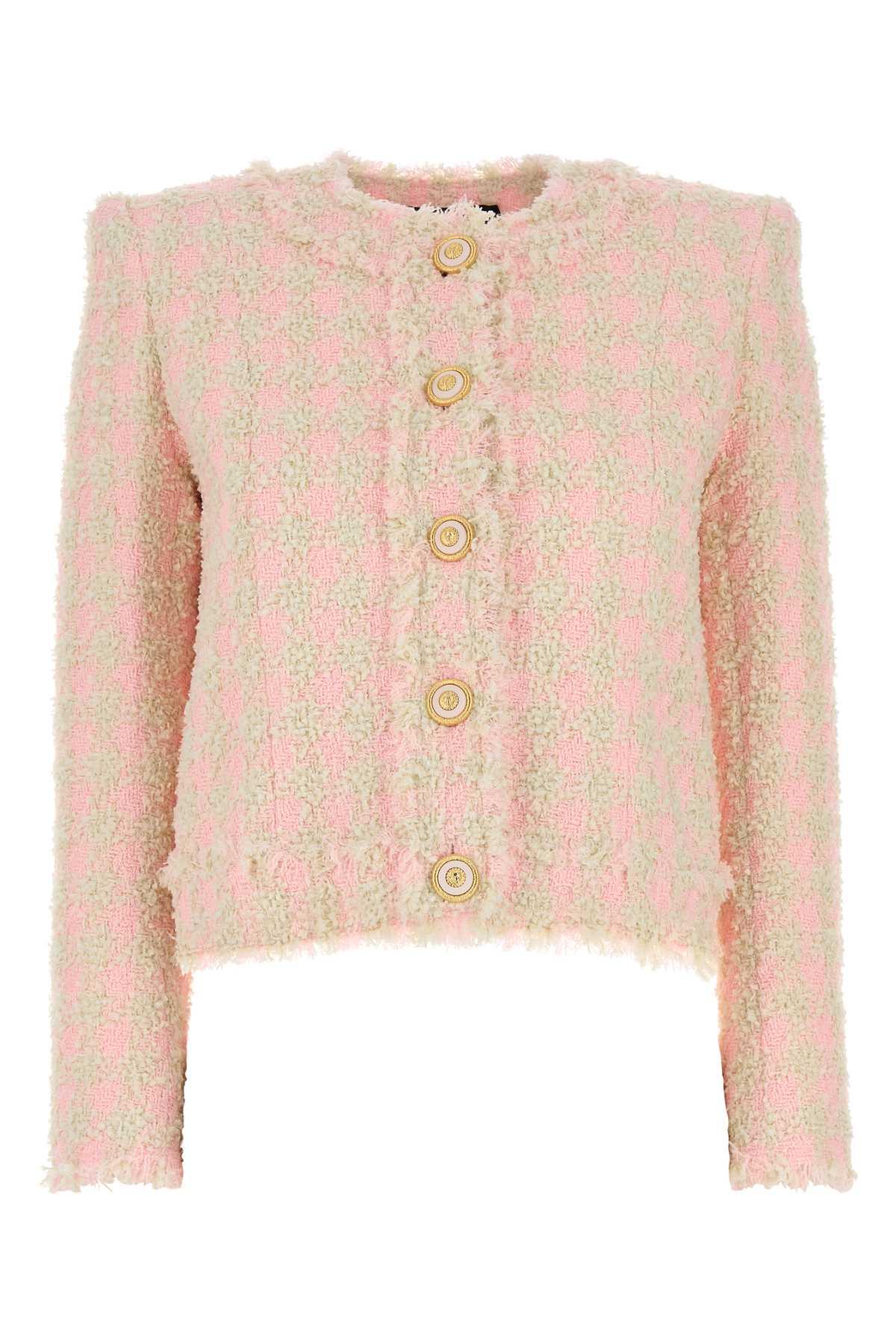 BALMAIN 5-button Textured Tweed Jacket In Neutral Product Image