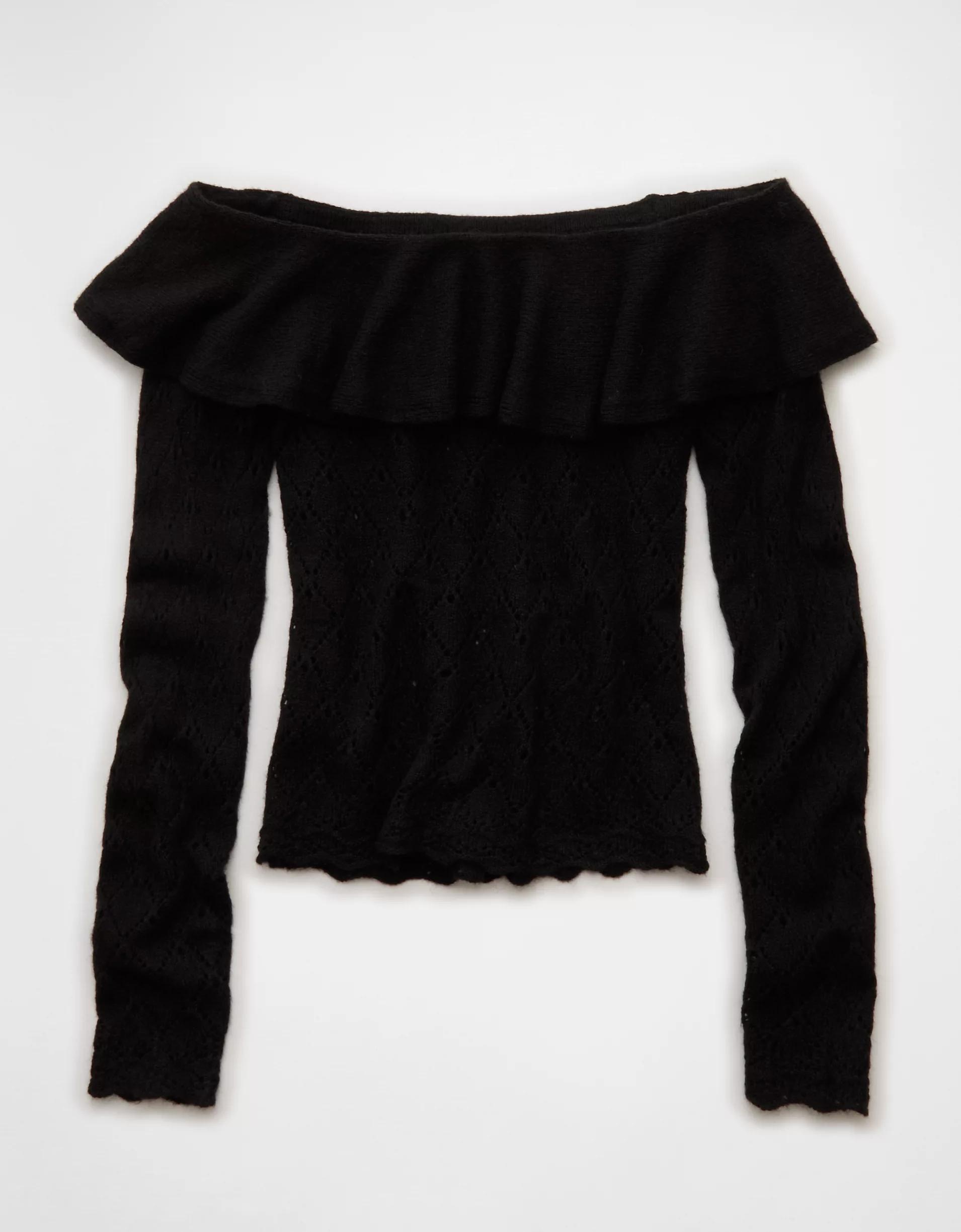 AE Ruffle Off-The-Shoulder Sweater  Product Image