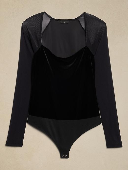 Square-Neck Velvet Bodysuit Product Image