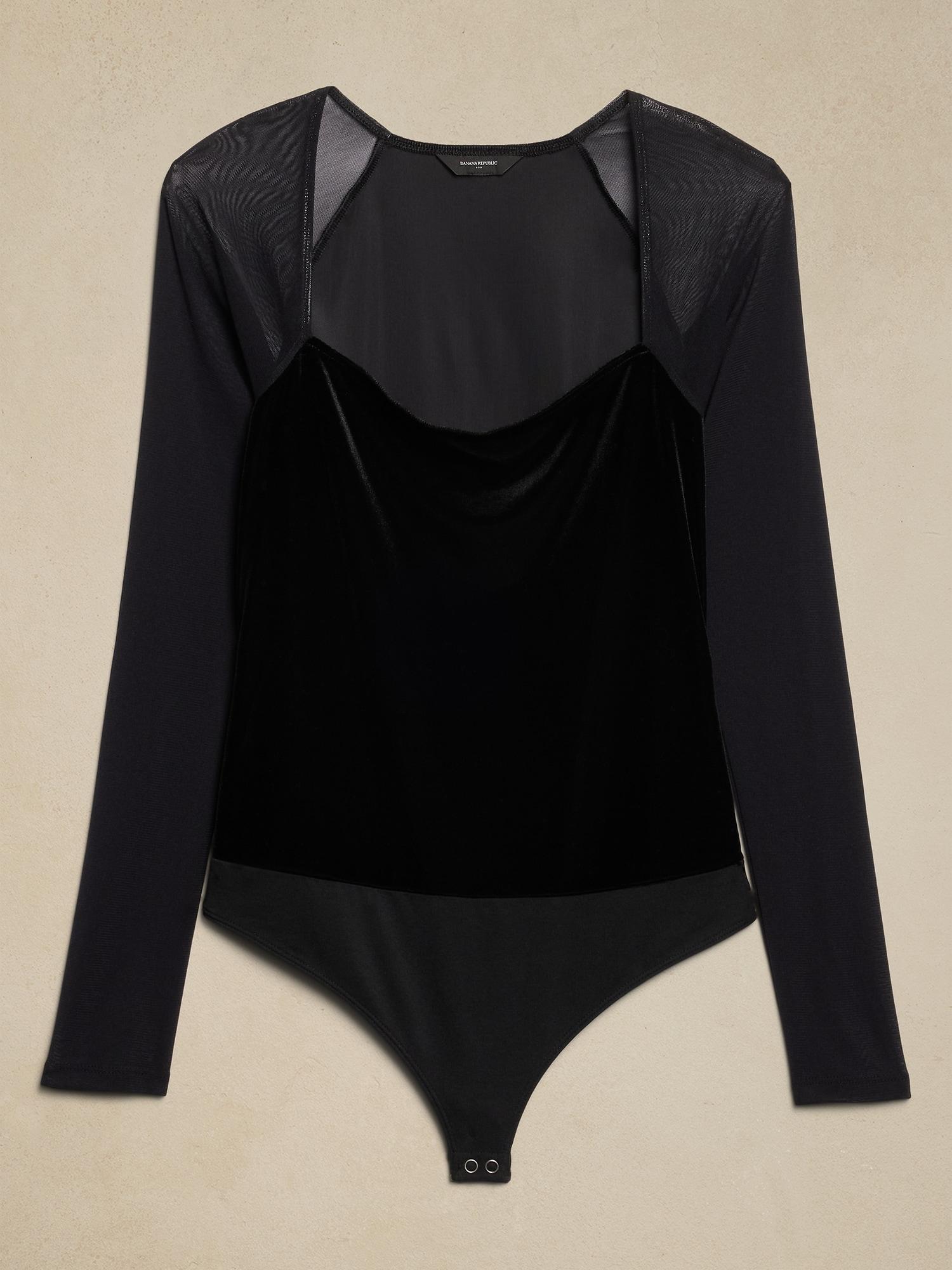 Square-Neck Velvet Bodysuit Product Image