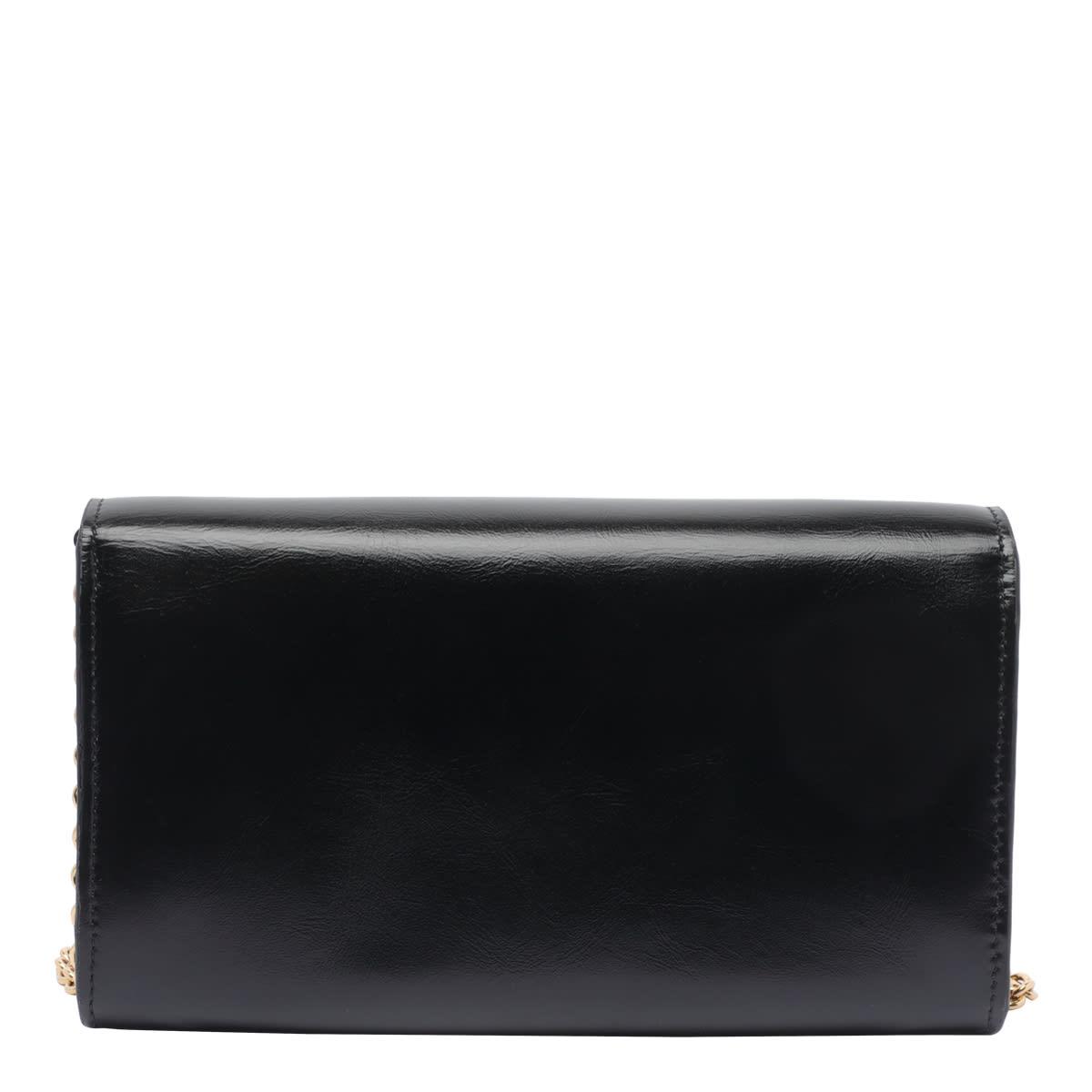 CHLOÉ Iconic Flap Wallet On Chain In Shiny Calfskin In Black Product Image
