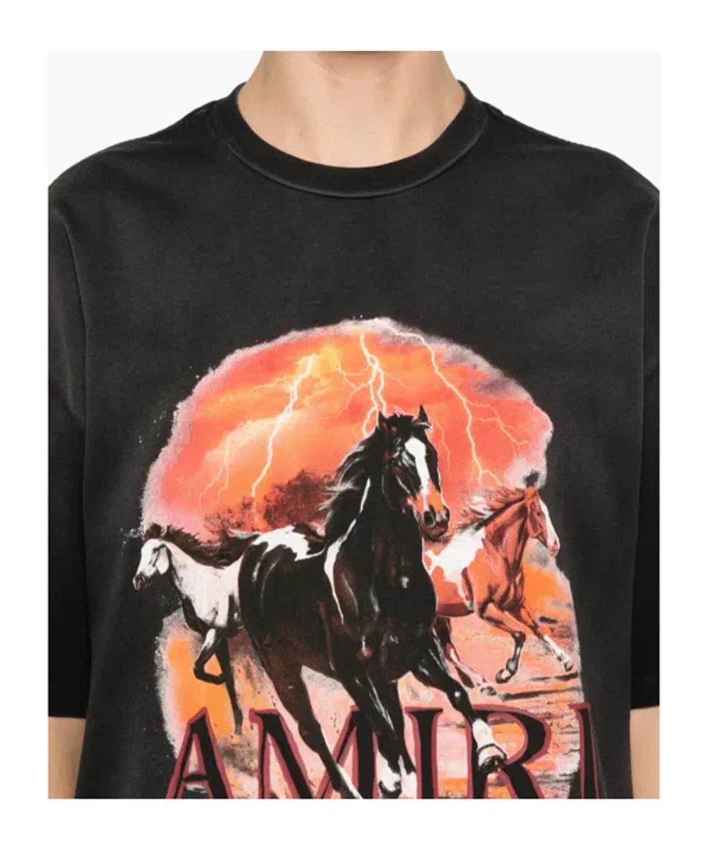 AMIRI Graphic Print Oversized Crewneck T-shirt Shirt In Black Product Image