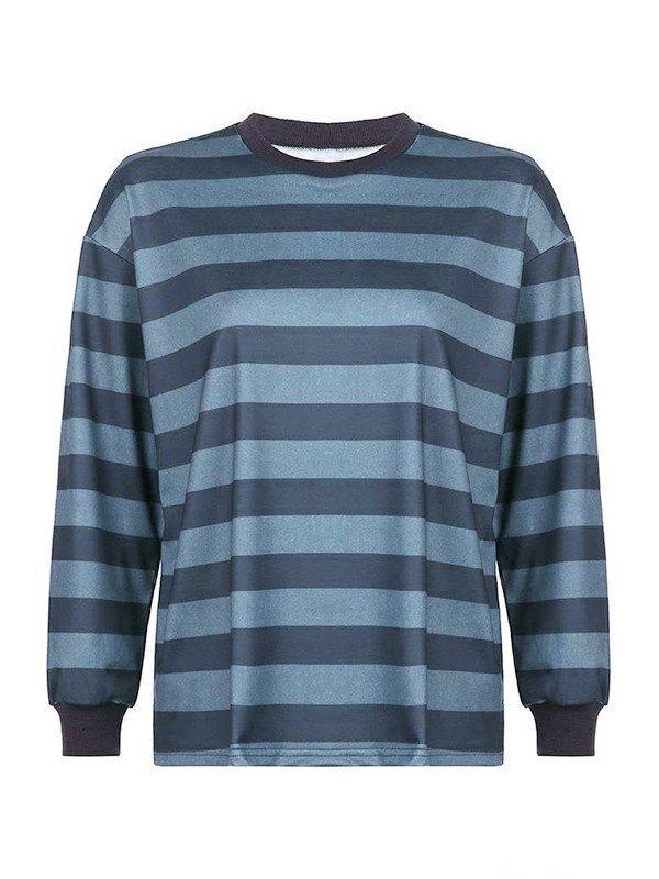 Vintage Striped Oversized Pullover Sweatshirt Product Image