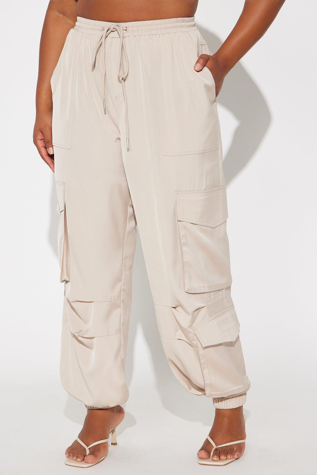 Make You Wanna Look Satin Jogger - Khaki Product Image