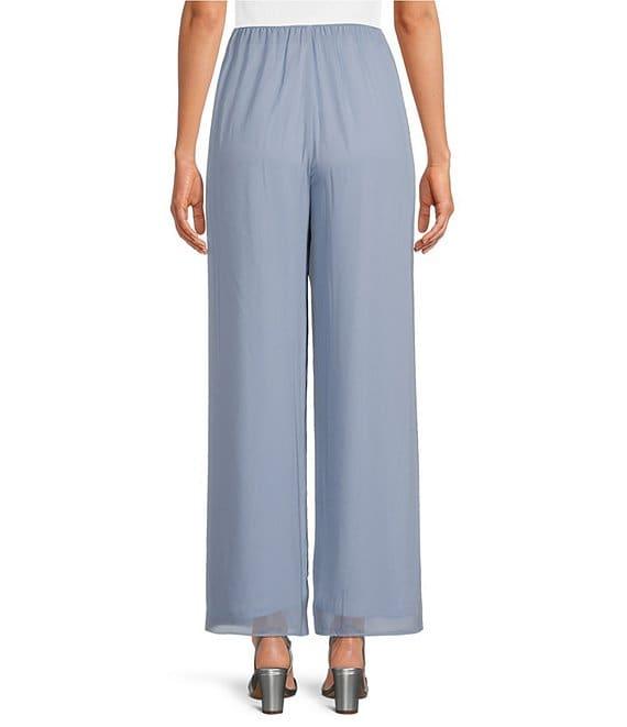 Alex Evenings Petite Size Wide Leg Elastic Waist Chiffon Pull-On Pants Product Image