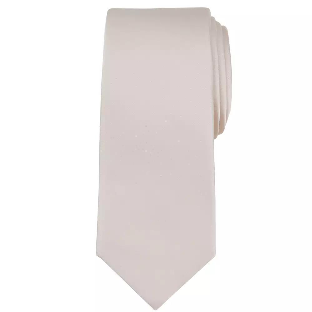 Men's Bespoke Solid Sateen Slim Tie, Ivory Sateen Product Image