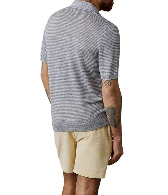 Faherty Linen Short Sleeve Sweater Knit Polo Shirt Product Image