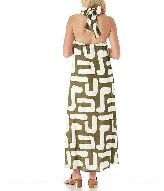 CROSBY by Mollie Burch Cleo Abstract Print Tie Halter Linen Blend Maxi Dress Product Image