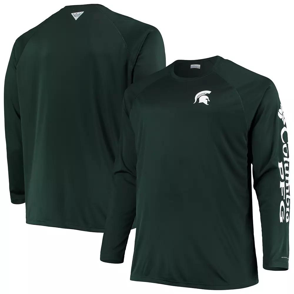 Men's Columbia Green Michigan State Spartans Big & Tall Terminal Tackle Omni-Shade Long Sleeve Raglan T-Shirt, Size: 4XLT Product Image