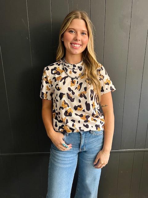 Gold Shimmer Leopard Printed Top* Product Image