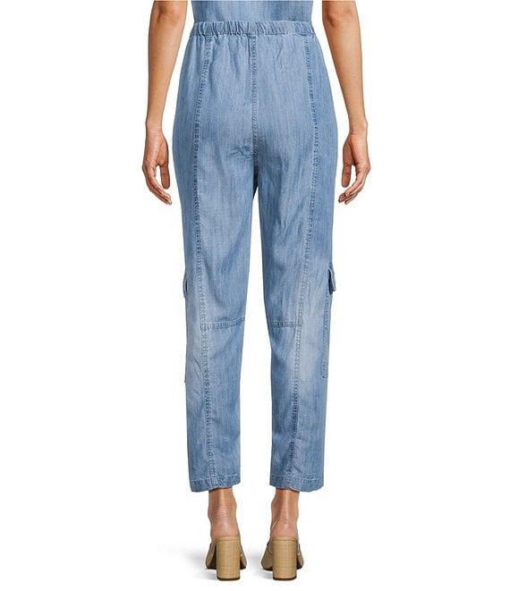 ELAN Tencel Chambray Coordinating Drawstring Waist Cargo Pants Product Image