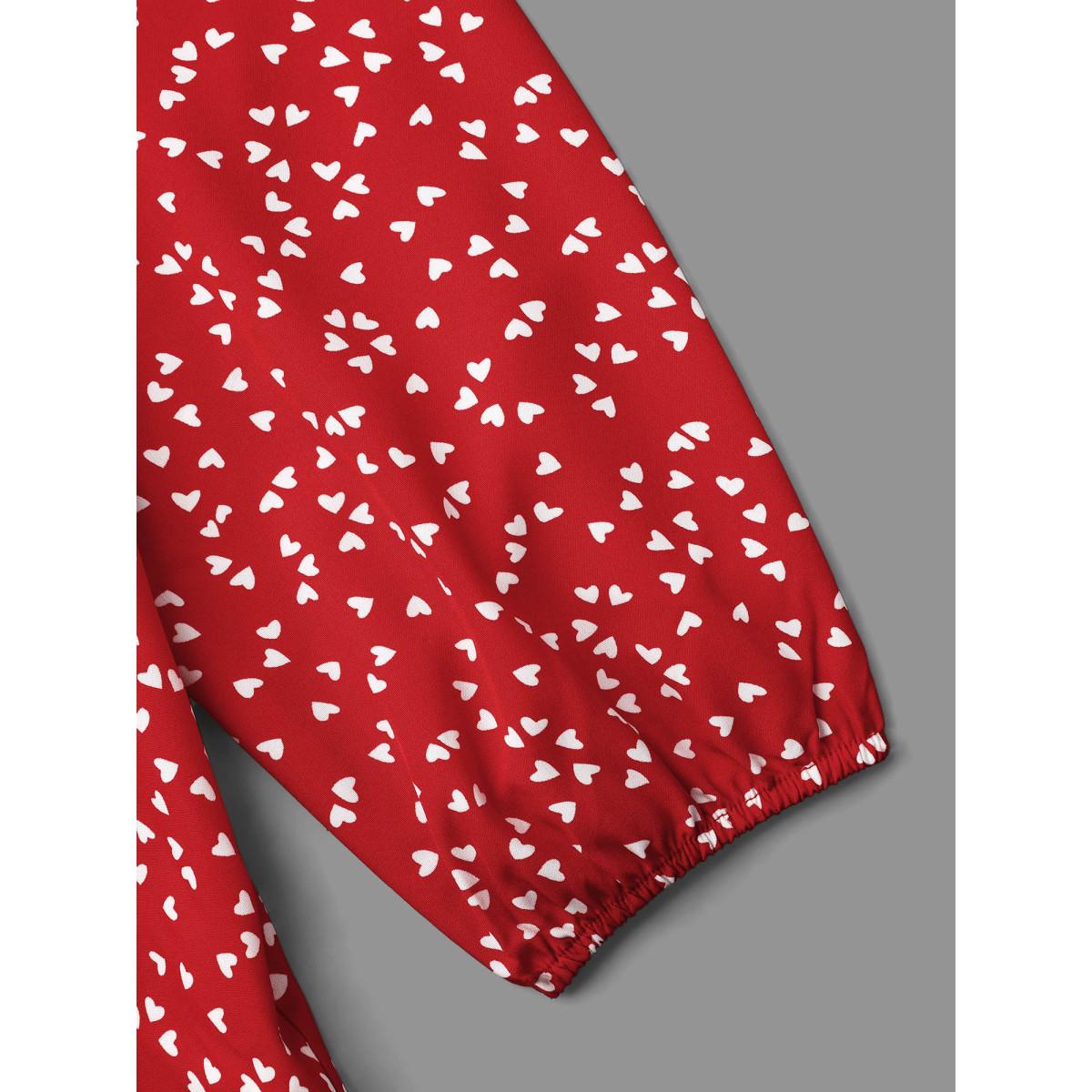 Plus Size Crimson V Neck Ruffle Heart Blouse Women Elegant Extra Long Sleeve V-neck Everyday Blouses BloomChic 14-16/1X Product Image