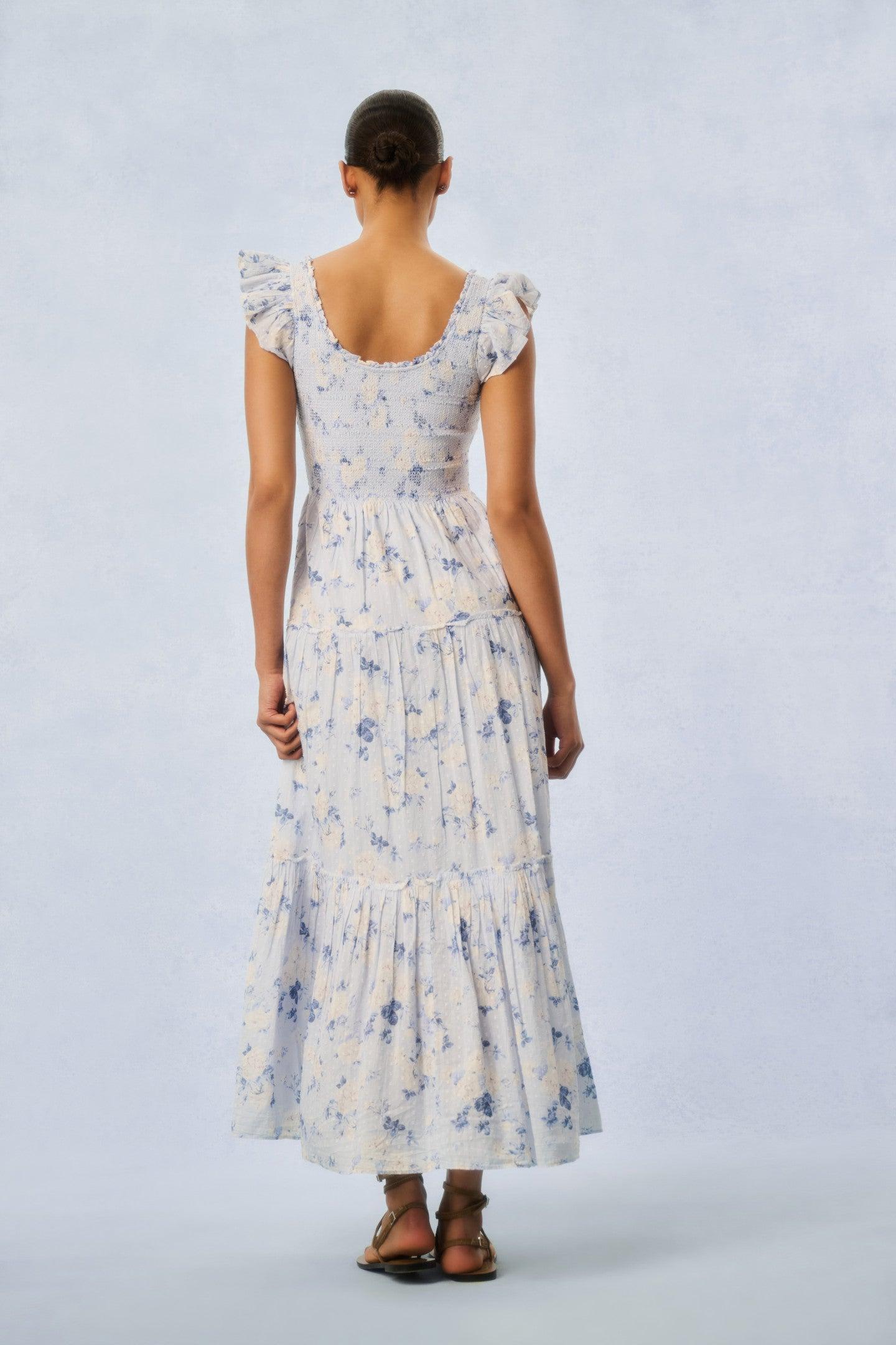 Chessie Fragrance Print Cotton Maxi Dress - STRAWBERRY MACAROON Product Image