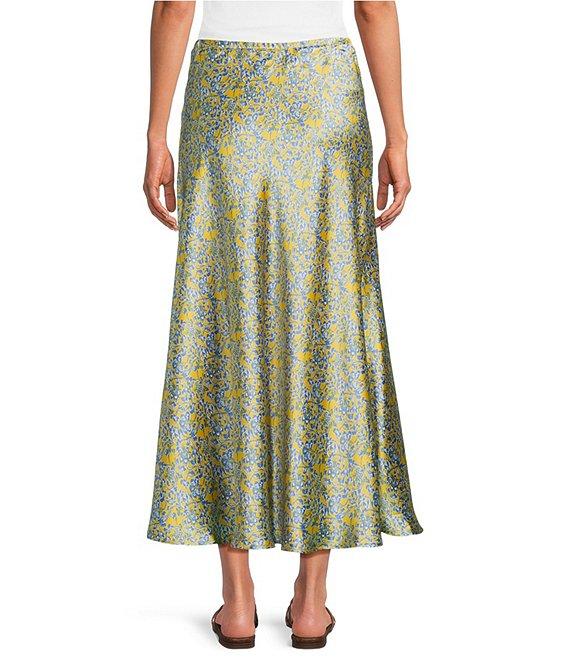 City Blues Bias Floral Pull-On Maxi Skirt Product Image