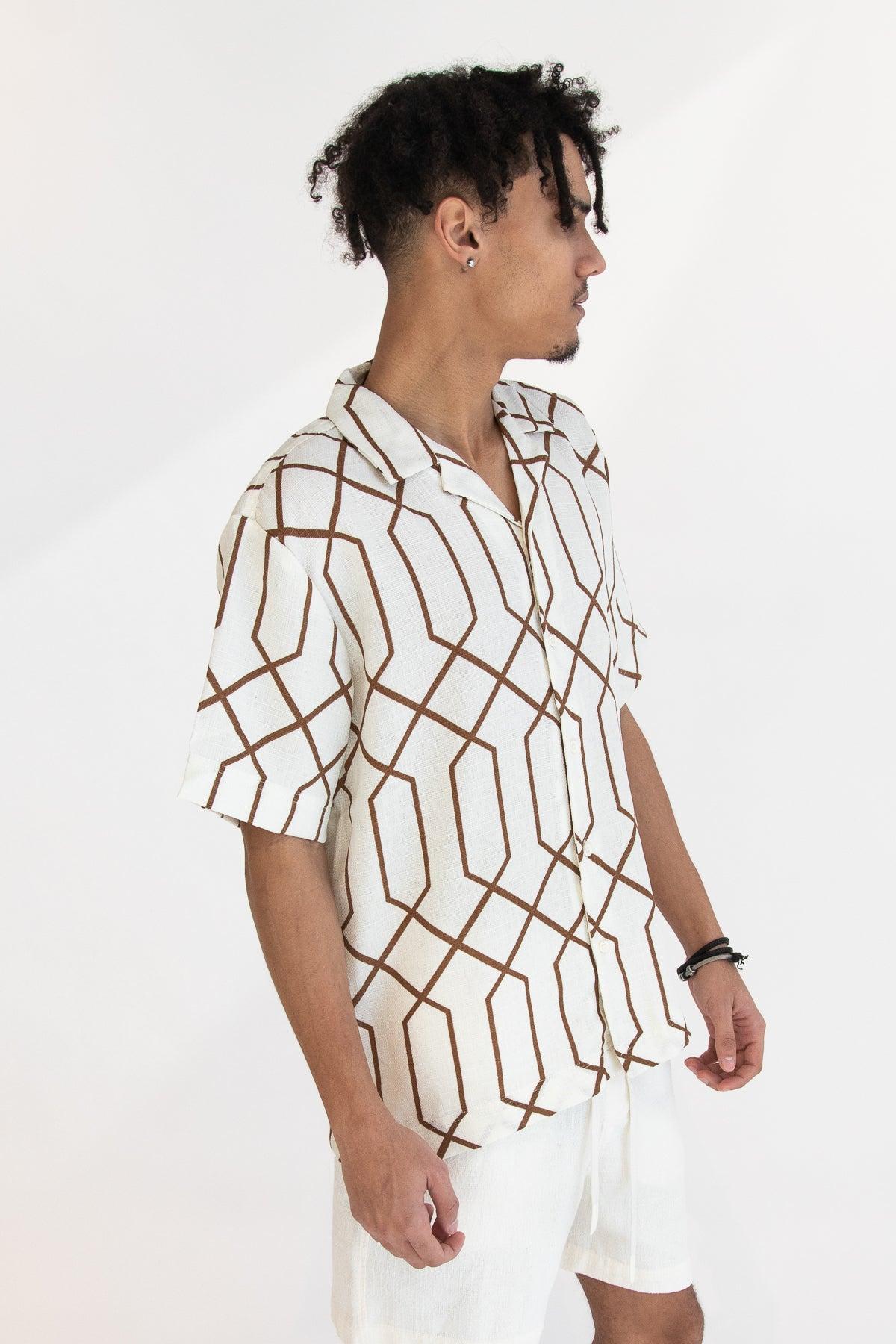Modern Art Deco Button Up Shirt Product Image