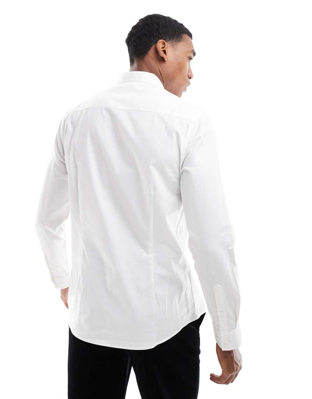 ASOS DESIGN easy iron slim fit poplin dress shirt in white Product Image