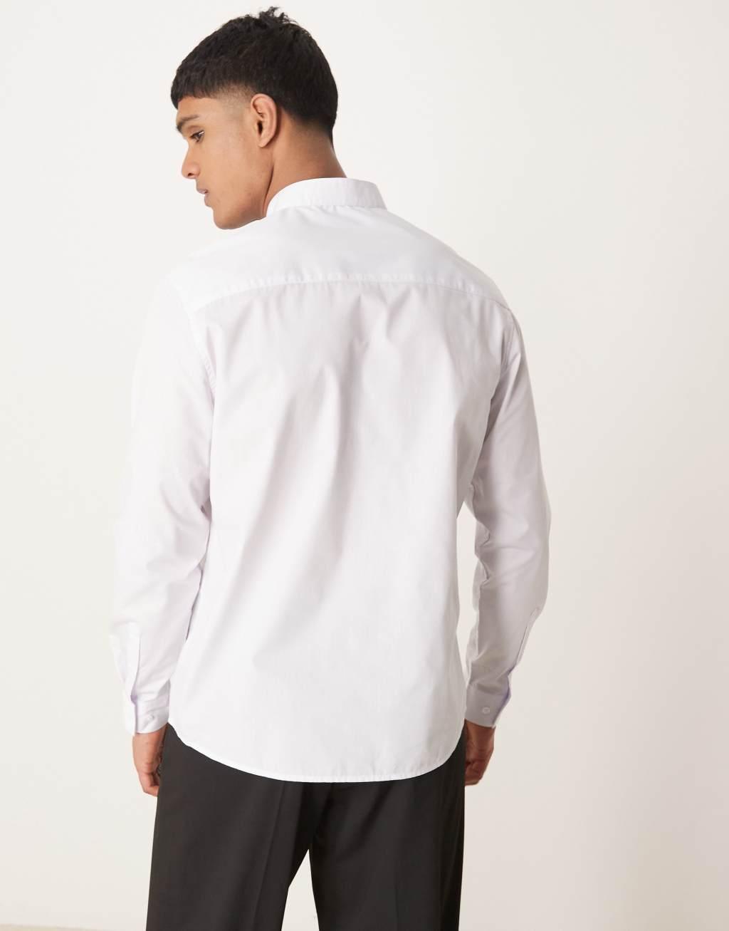 ASOS DESIGN formal wing collar regular shirt with pleated bib front in white Product Image