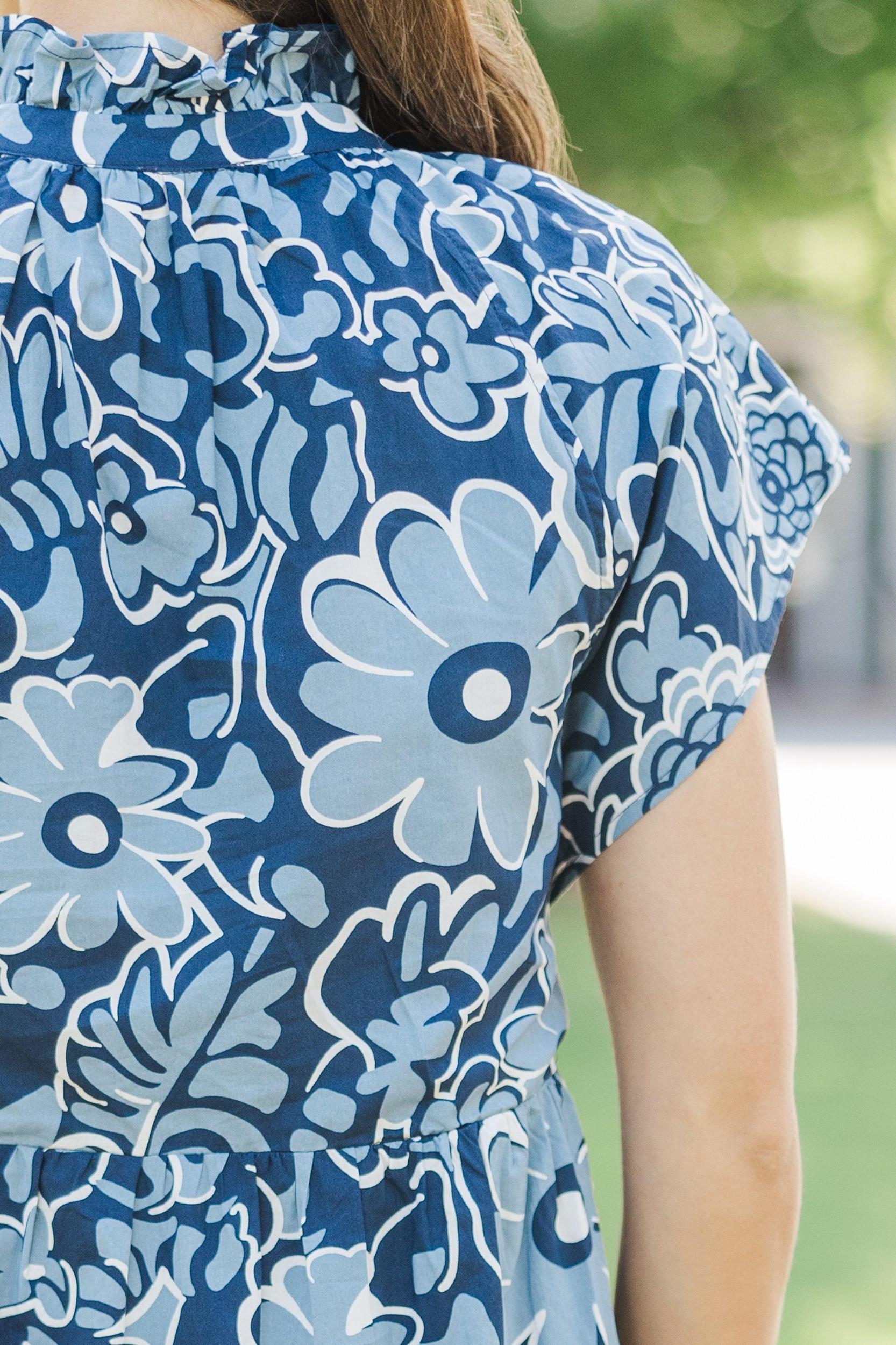 In Your Dreams Navy Blue Floral Midi Dress Female Product Image