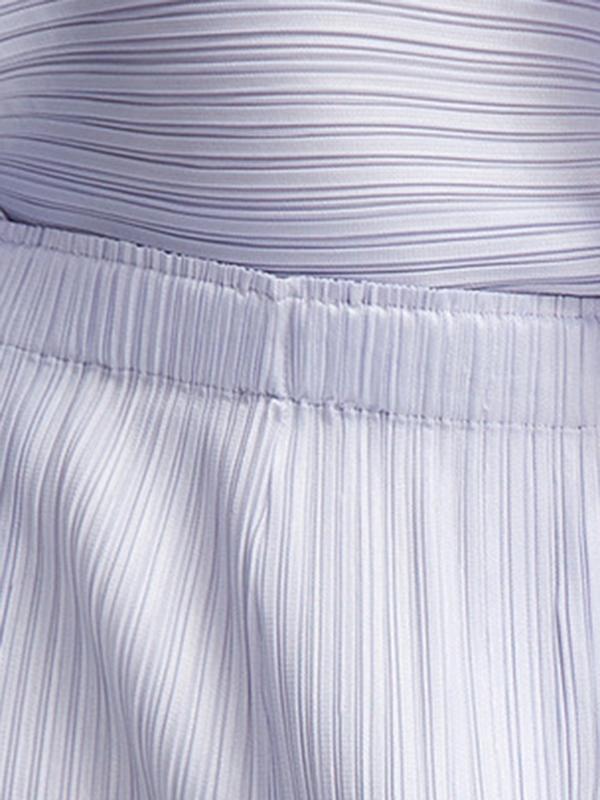 Loose Pleated Solid Color High-Low Round-Neck T-Shirts  + Pants Two Pieces Set Product Image